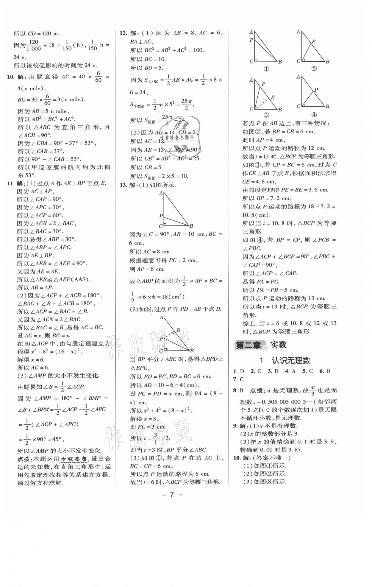 2021年综合应用创新题典中点八年级数学上册北师大版 参考答案第6页