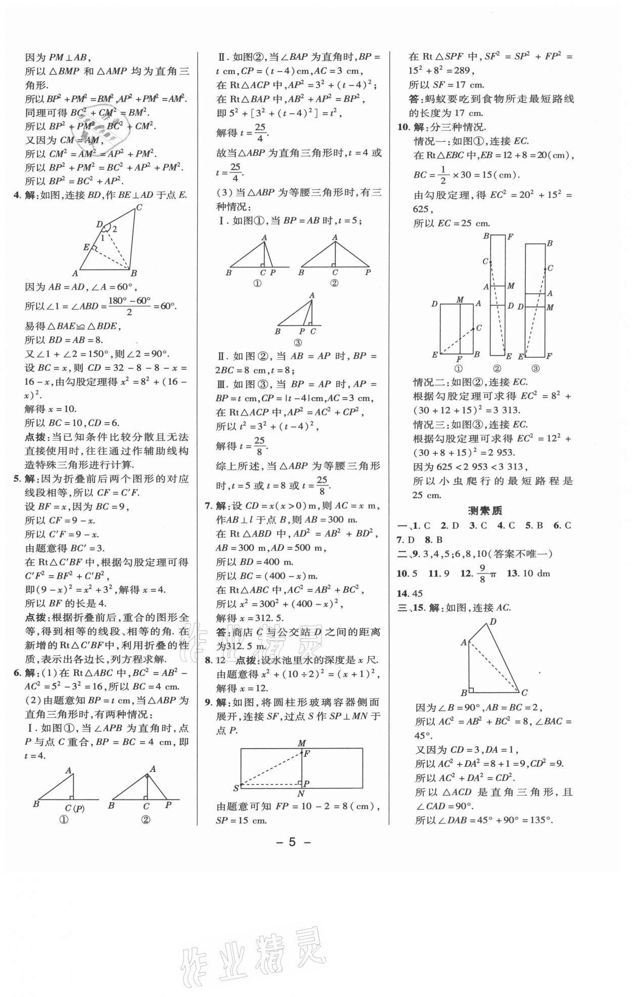 2021年综合应用创新题典中点八年级数学上册北师大版 参考答案第4页