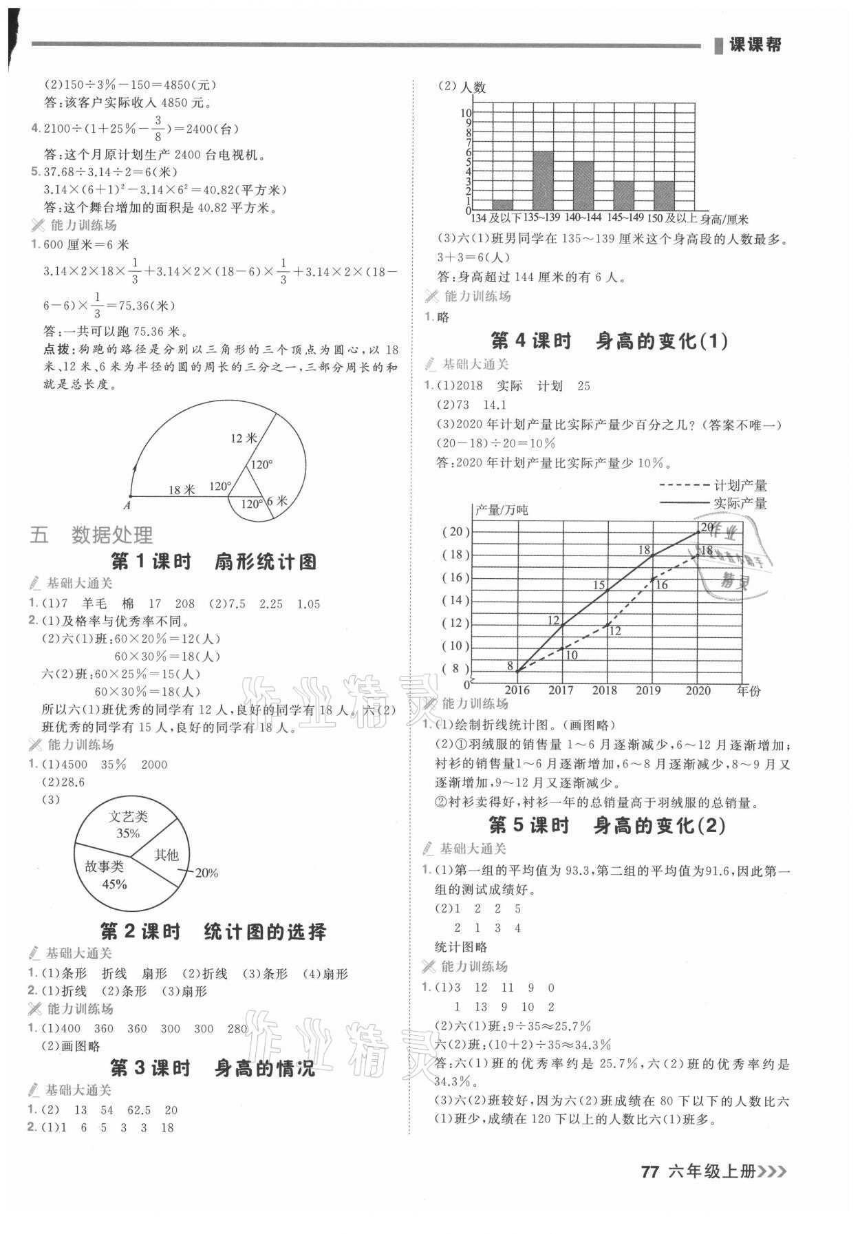 2021年課課幫六年級數(shù)學(xué)上冊北師大版大連專版 參考答案第8頁