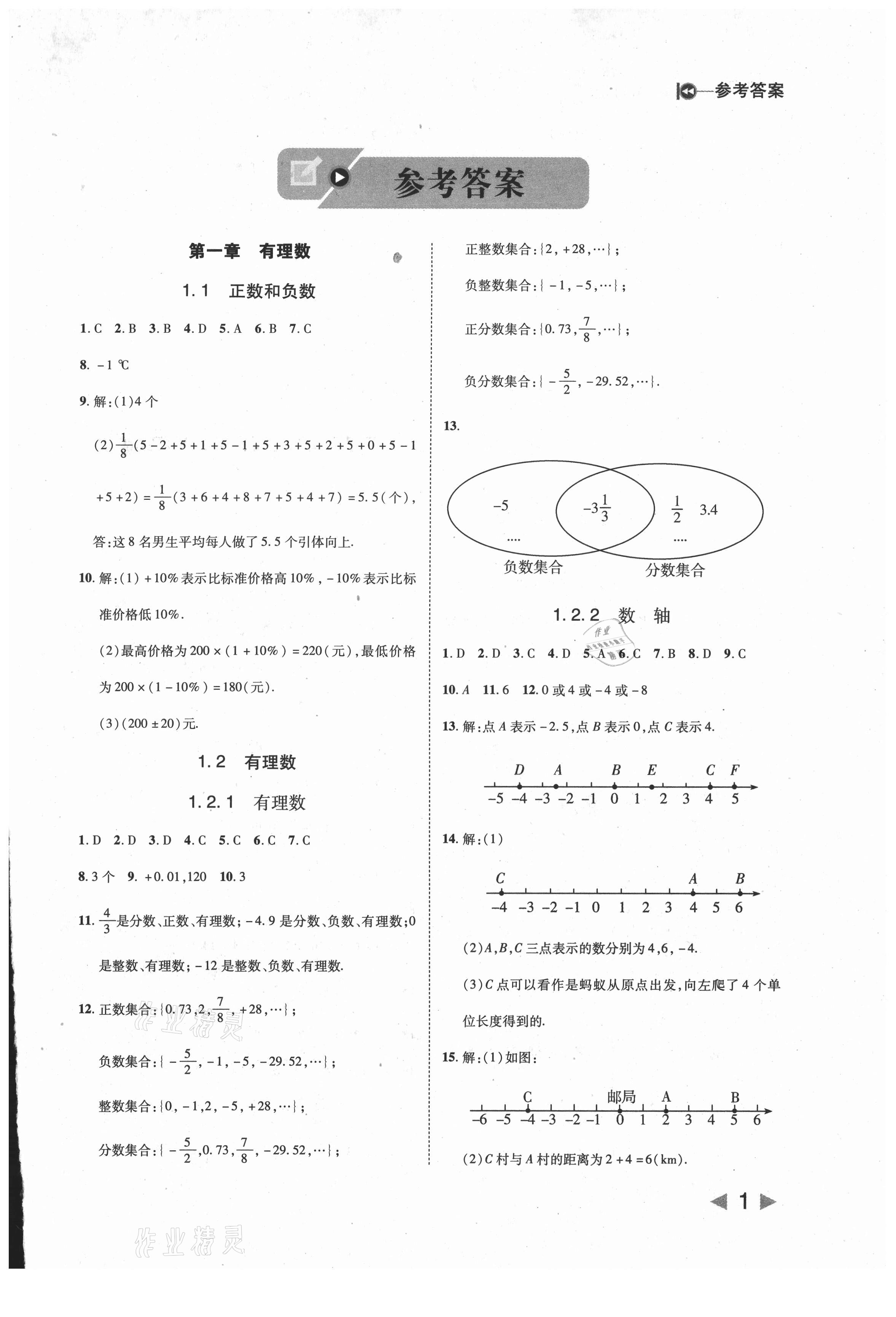 2021年勝券在握打好基礎(chǔ)作業(yè)本七年級(jí)數(shù)學(xué)上冊人教版 第1頁