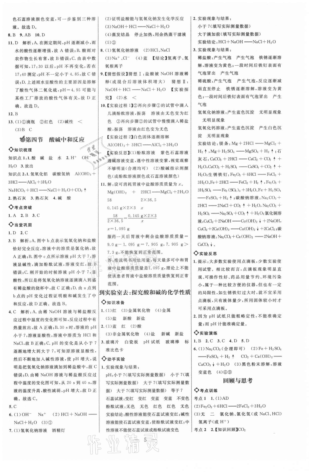 2021年细解巧练九年级化学鲁教版54制 参考答案第4页