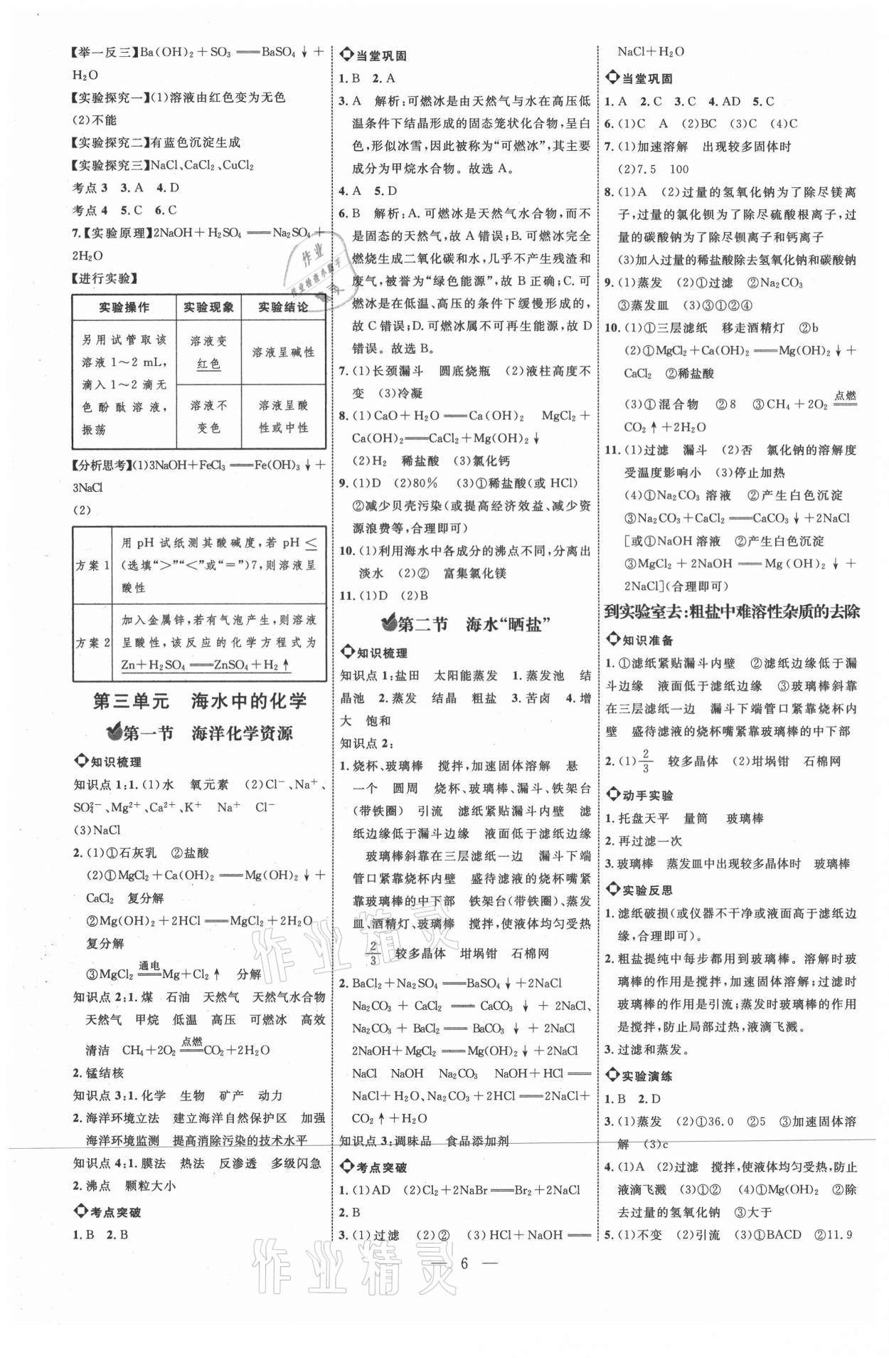 2021年細(xì)解巧練九年級化學(xué)魯教版54制 參考答案第5頁