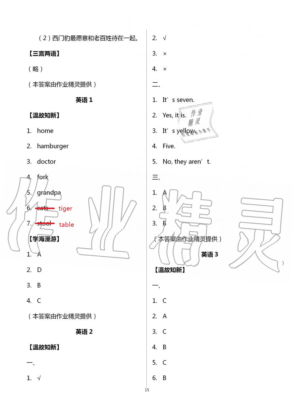 2021年假期學(xué)習(xí)樂園暑假四年級(jí)語文英語 參考答案第1頁