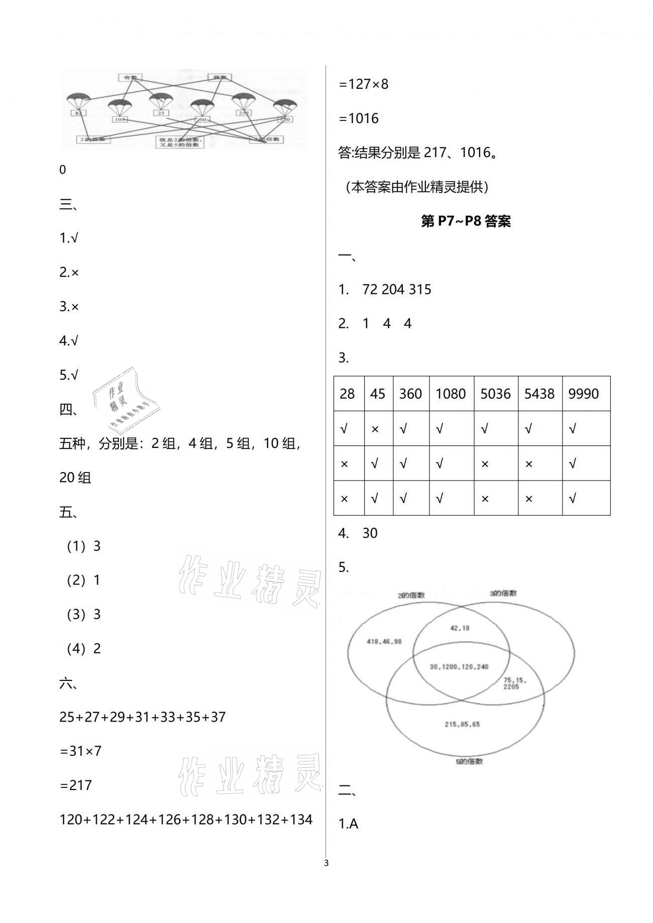 2021年蓝天教育暑假优化学习五年级数学人教版 参考答案第3页