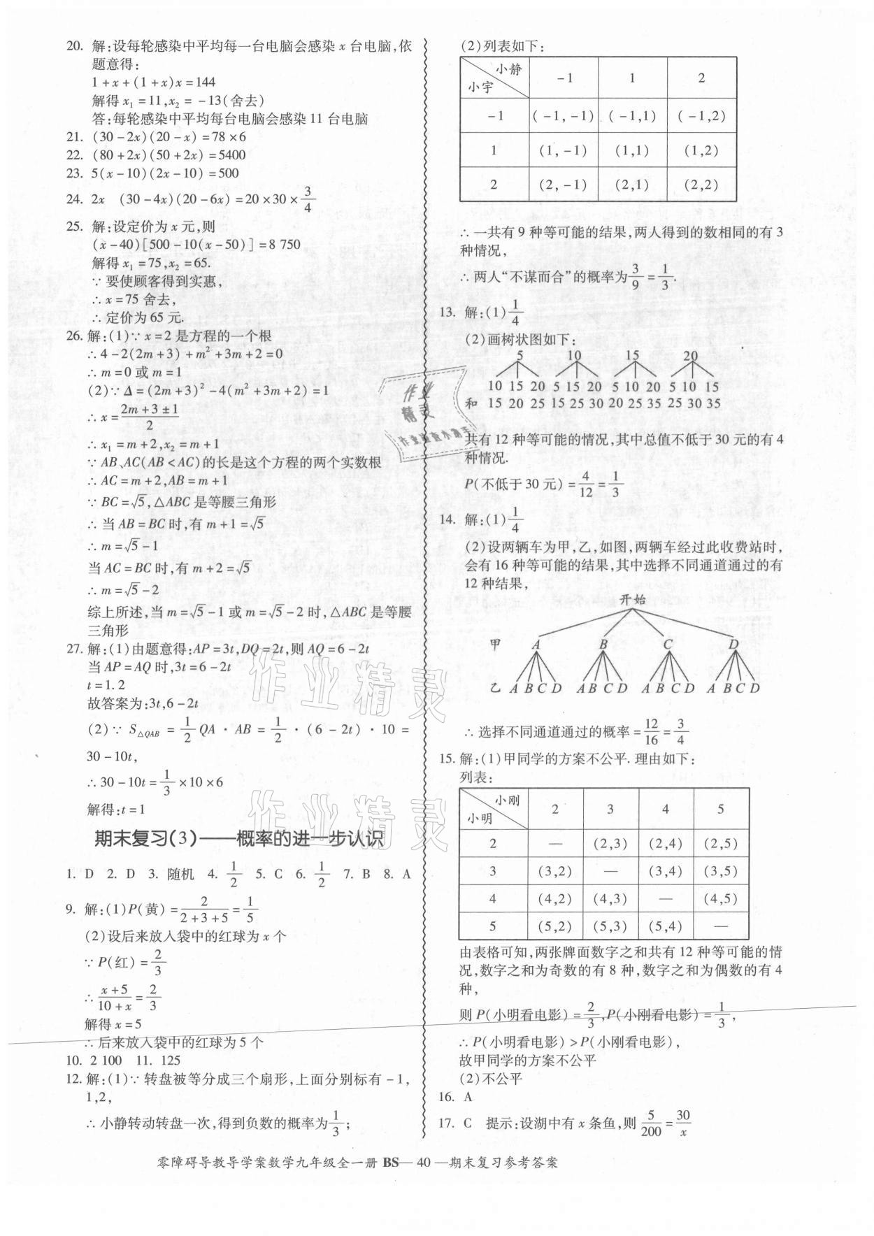 2021年零障礙導教導學案九年級數(shù)學全一冊北師大版 第3頁