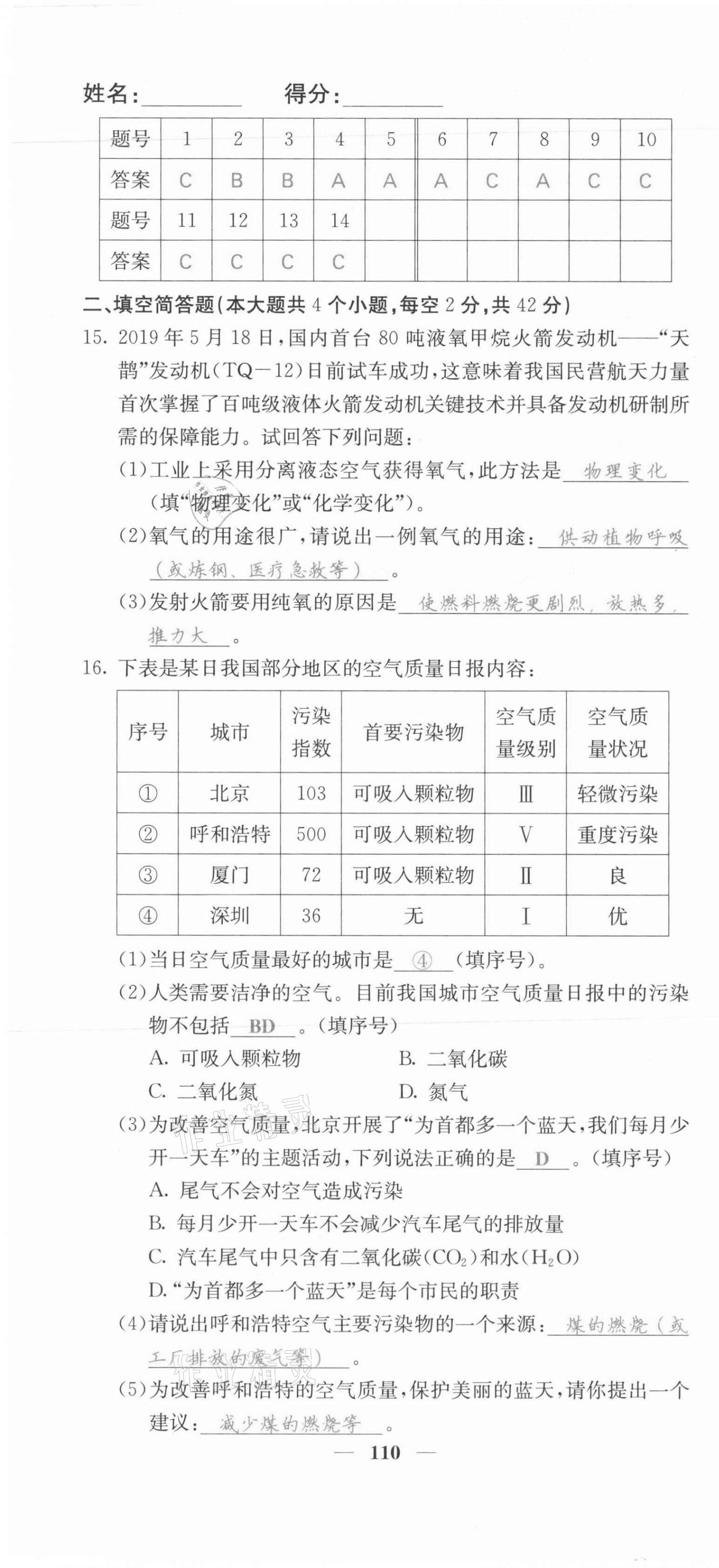 2021年課堂點睛九年級化學上冊人教版河北專版 第10頁