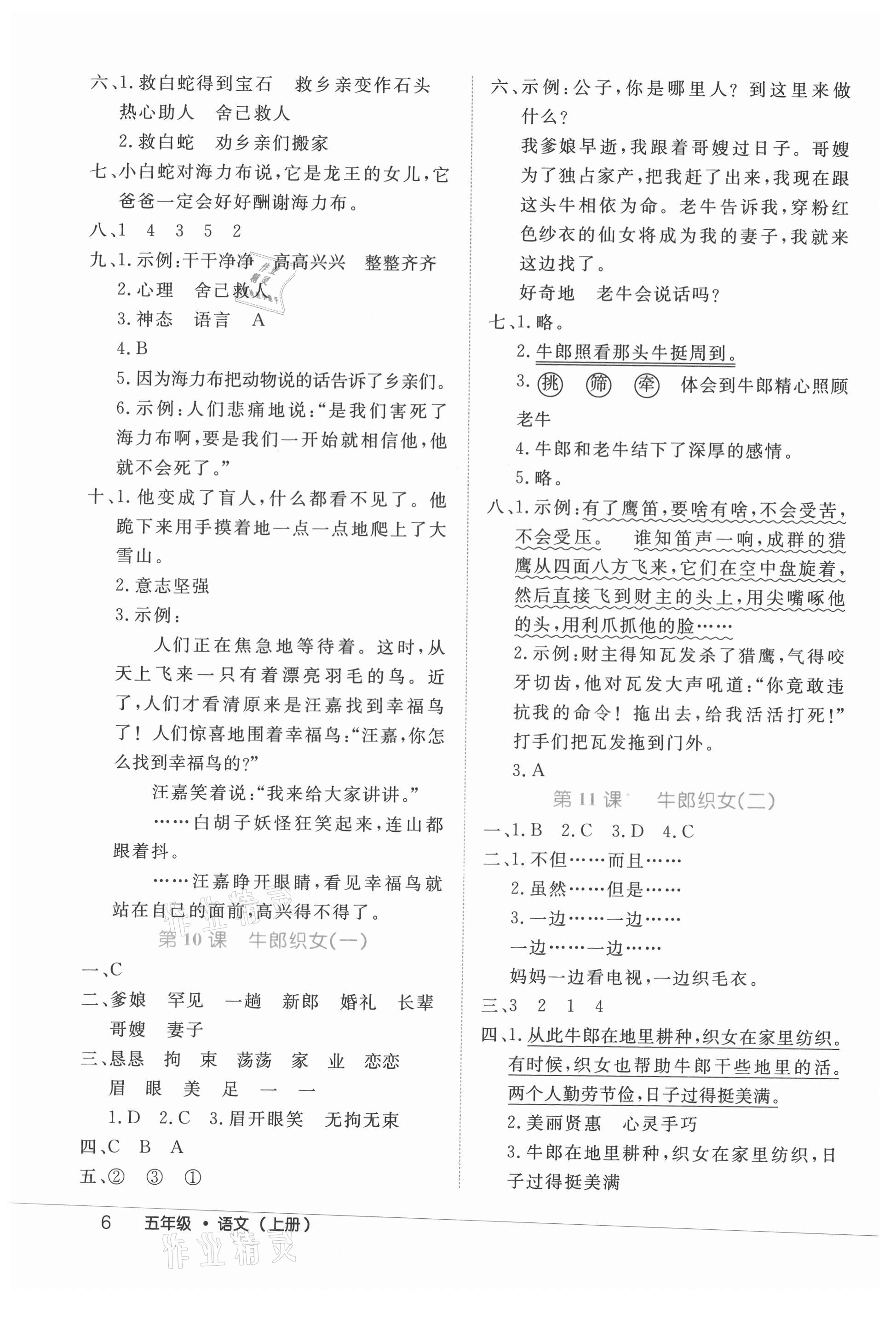 2021年細解巧練五年級語文上冊人教版 參考答案第6頁