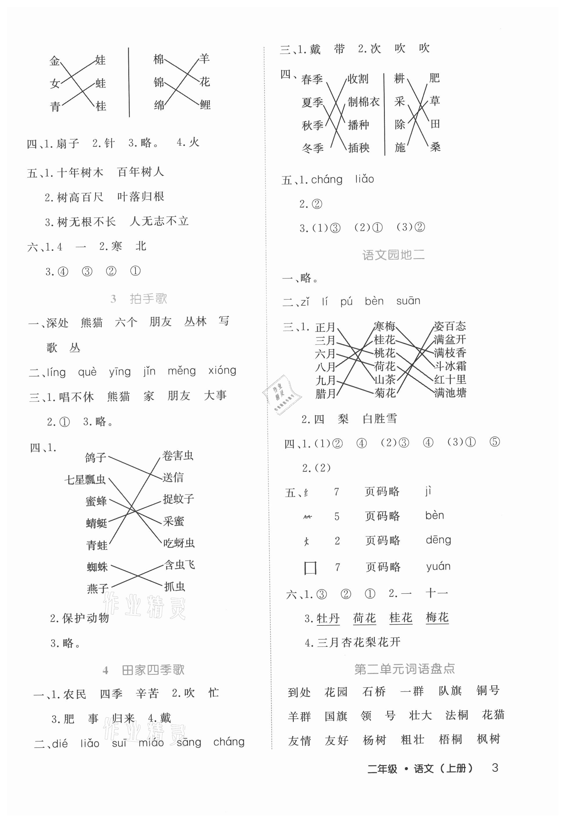 2021年细解巧练二年级语文上册人教版 参考答案第3页