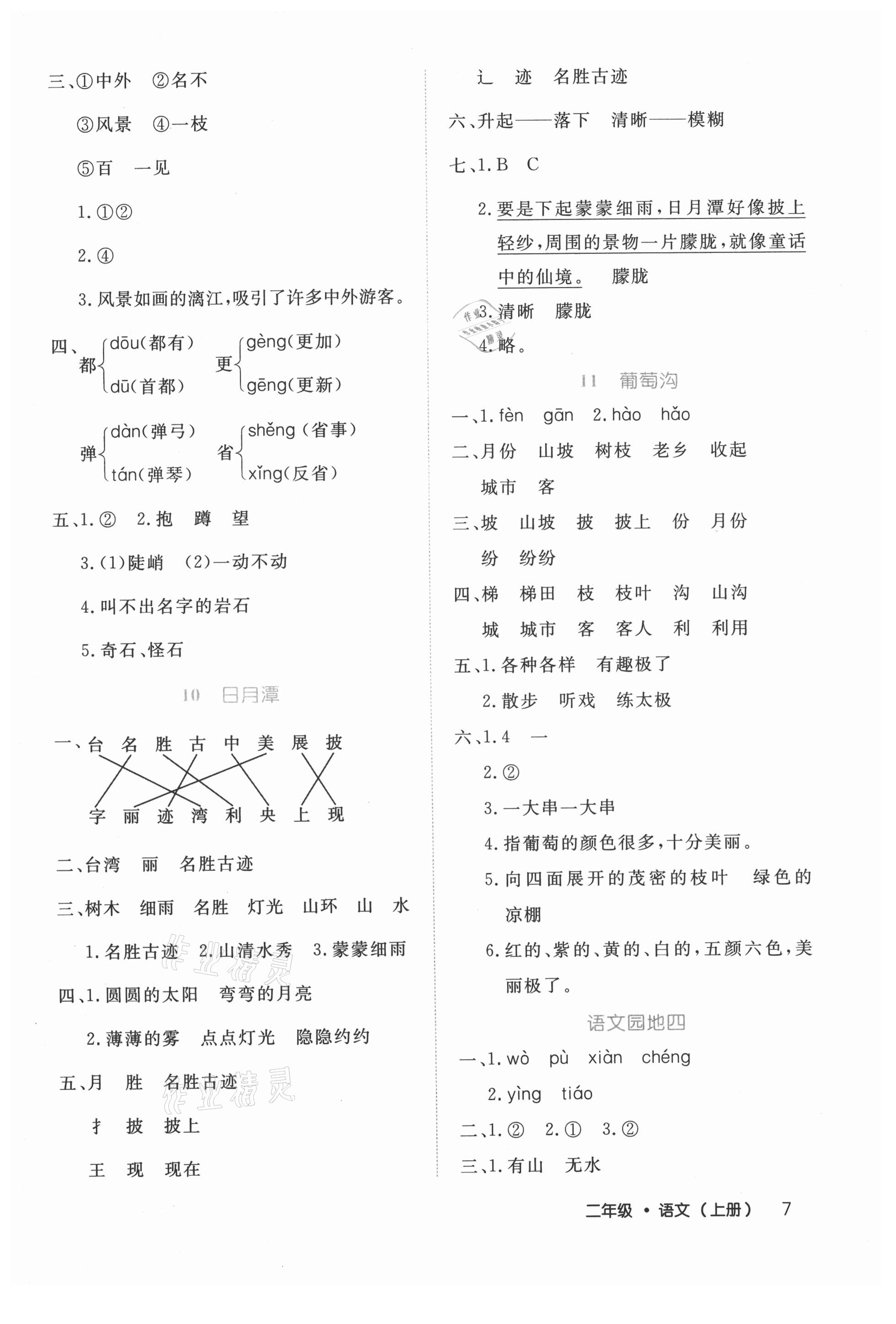 2021年细解巧练二年级语文上册人教版 参考答案第7页