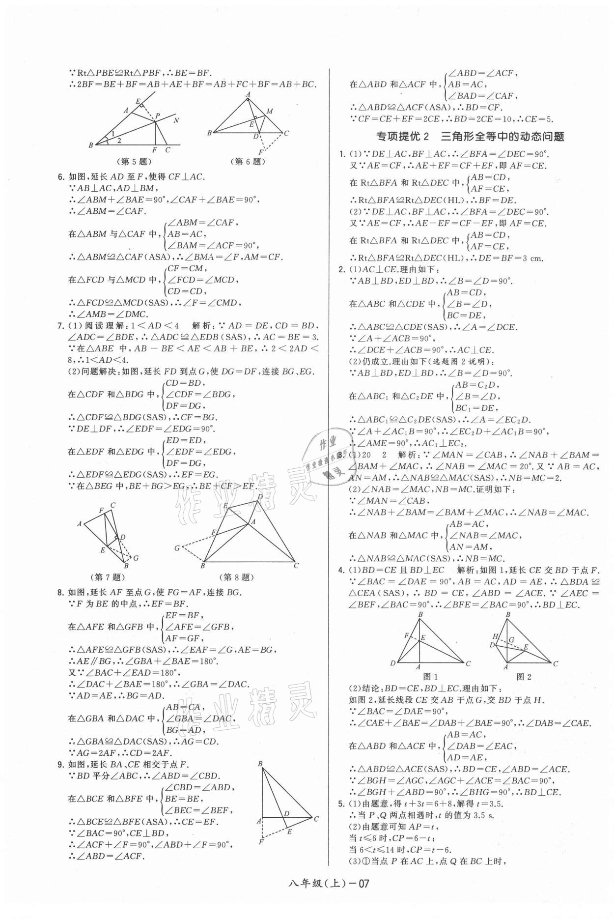 2021年领先一步三维提优八年级数学上册苏科版 参考答案第7页