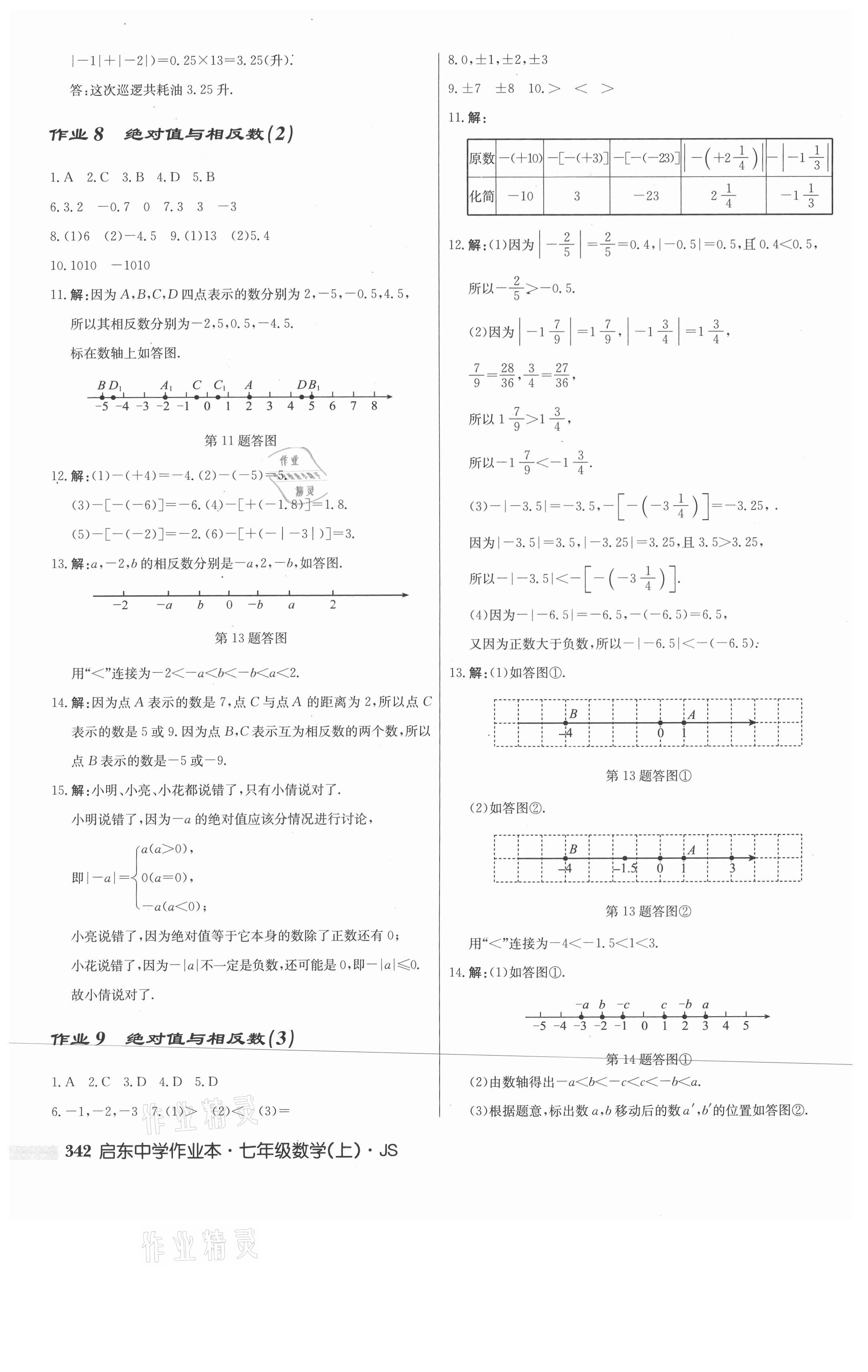 2021年啟東中學(xué)作業(yè)本七年級(jí)數(shù)學(xué)上冊(cè)江蘇版 第4頁