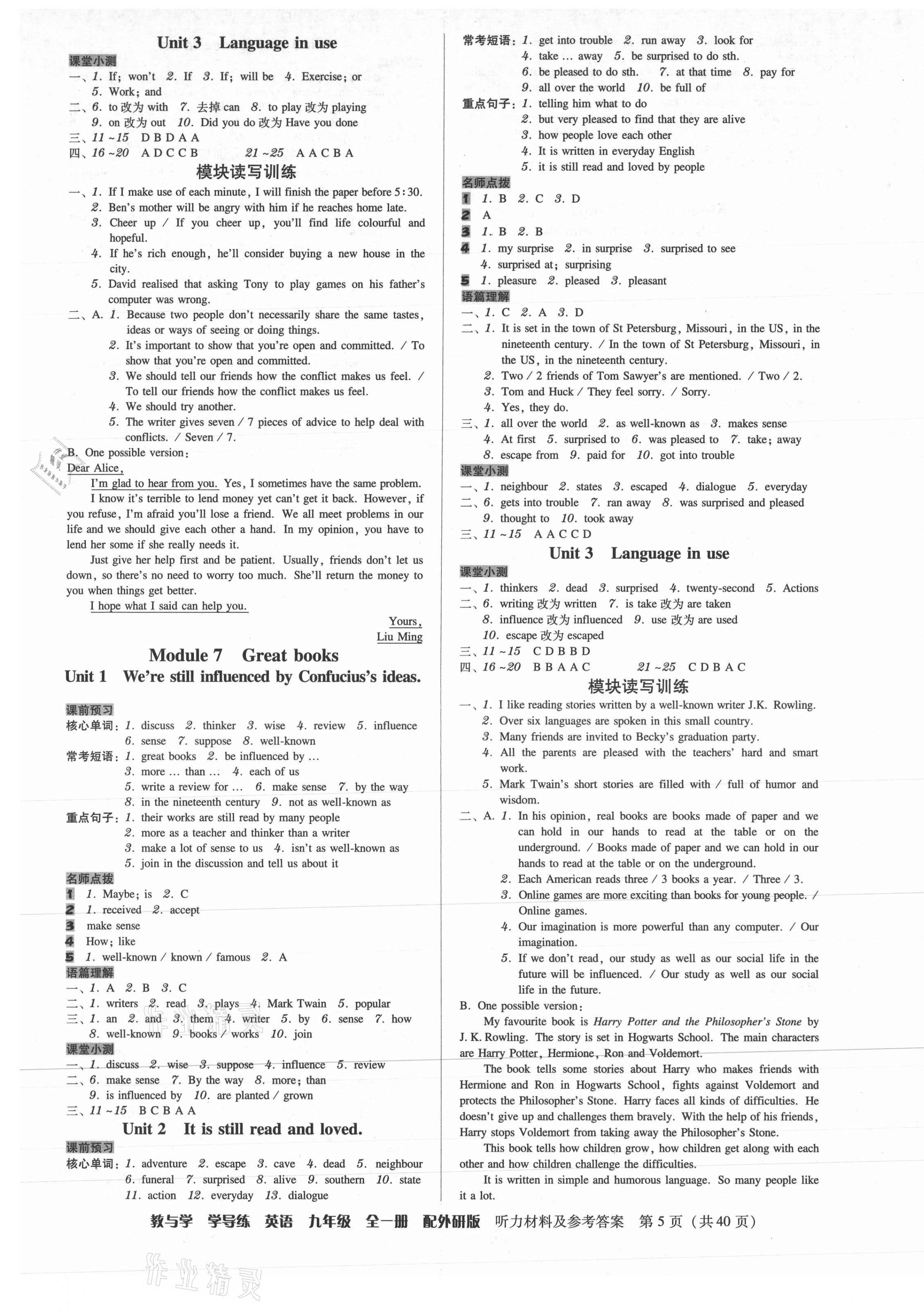 2021年教與學(xué)學(xué)導(dǎo)練九年級(jí)英語全一冊(cè)外研版 第5頁