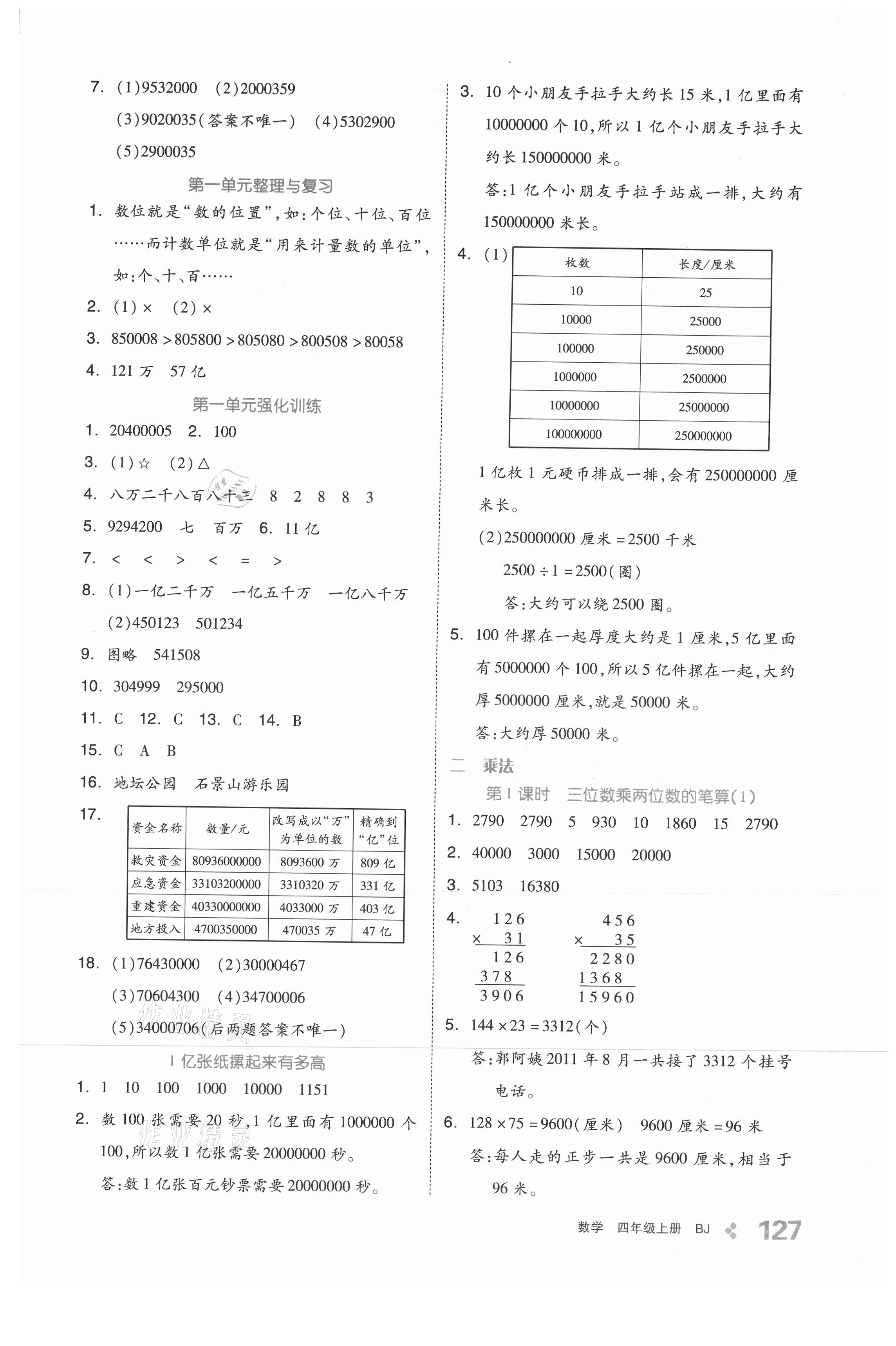 2021年全品學(xué)練考四年級數(shù)學(xué)上冊北京課改版 參考答案第3頁