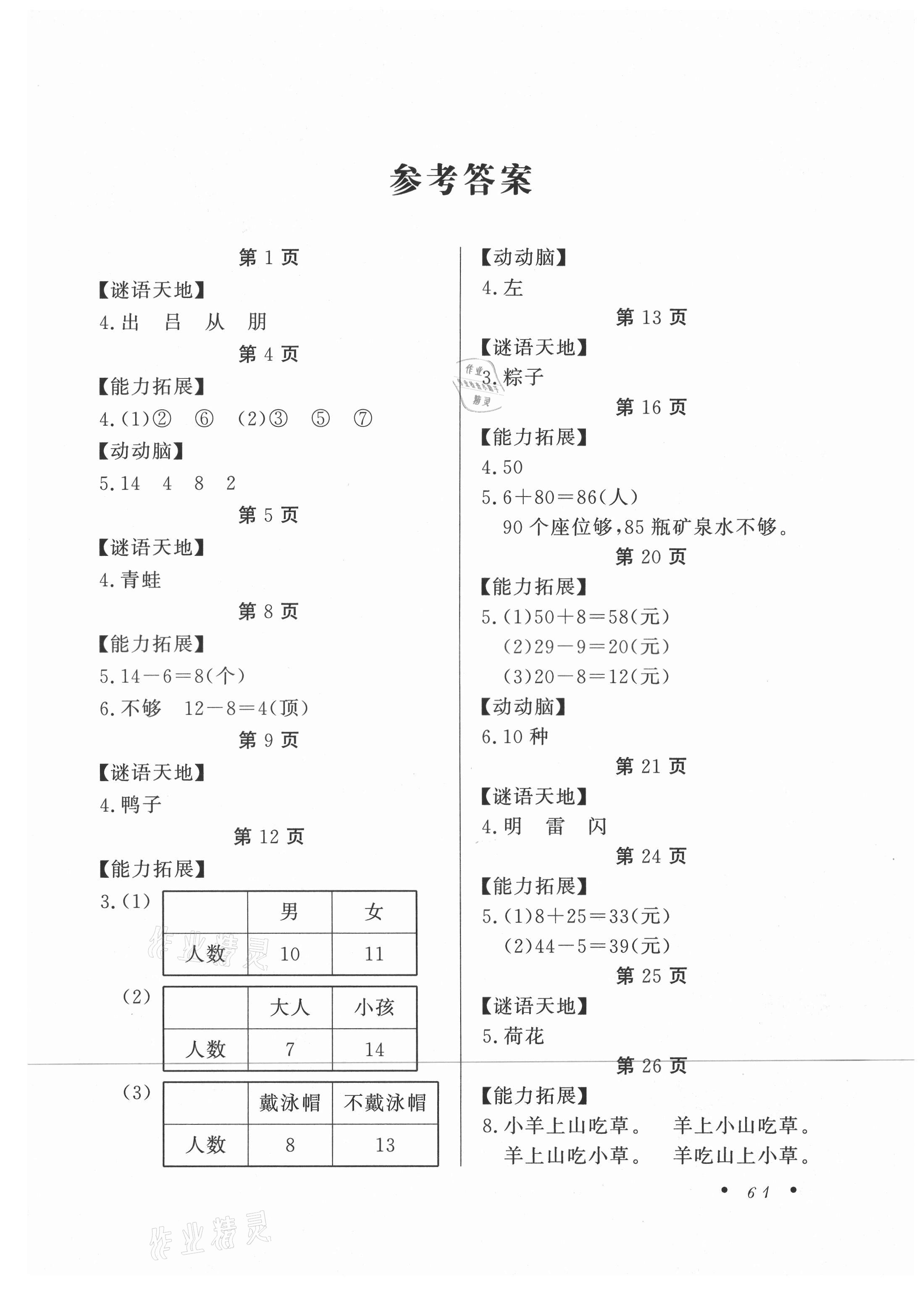 2021年暑假作業(yè)一年級(jí)合訂本吉林教育出版社 第1頁