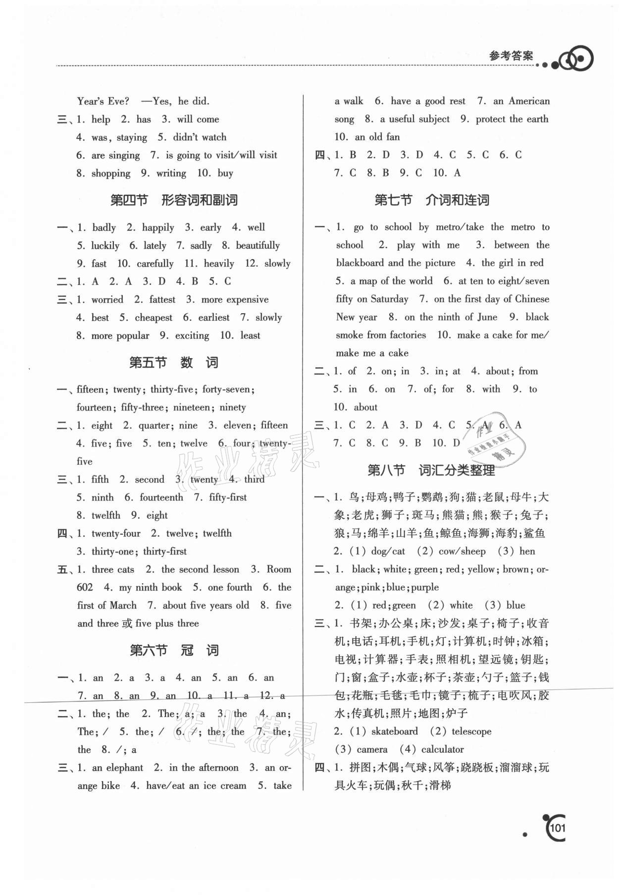 2021年小升初衔接课程英语 参考答案第2页