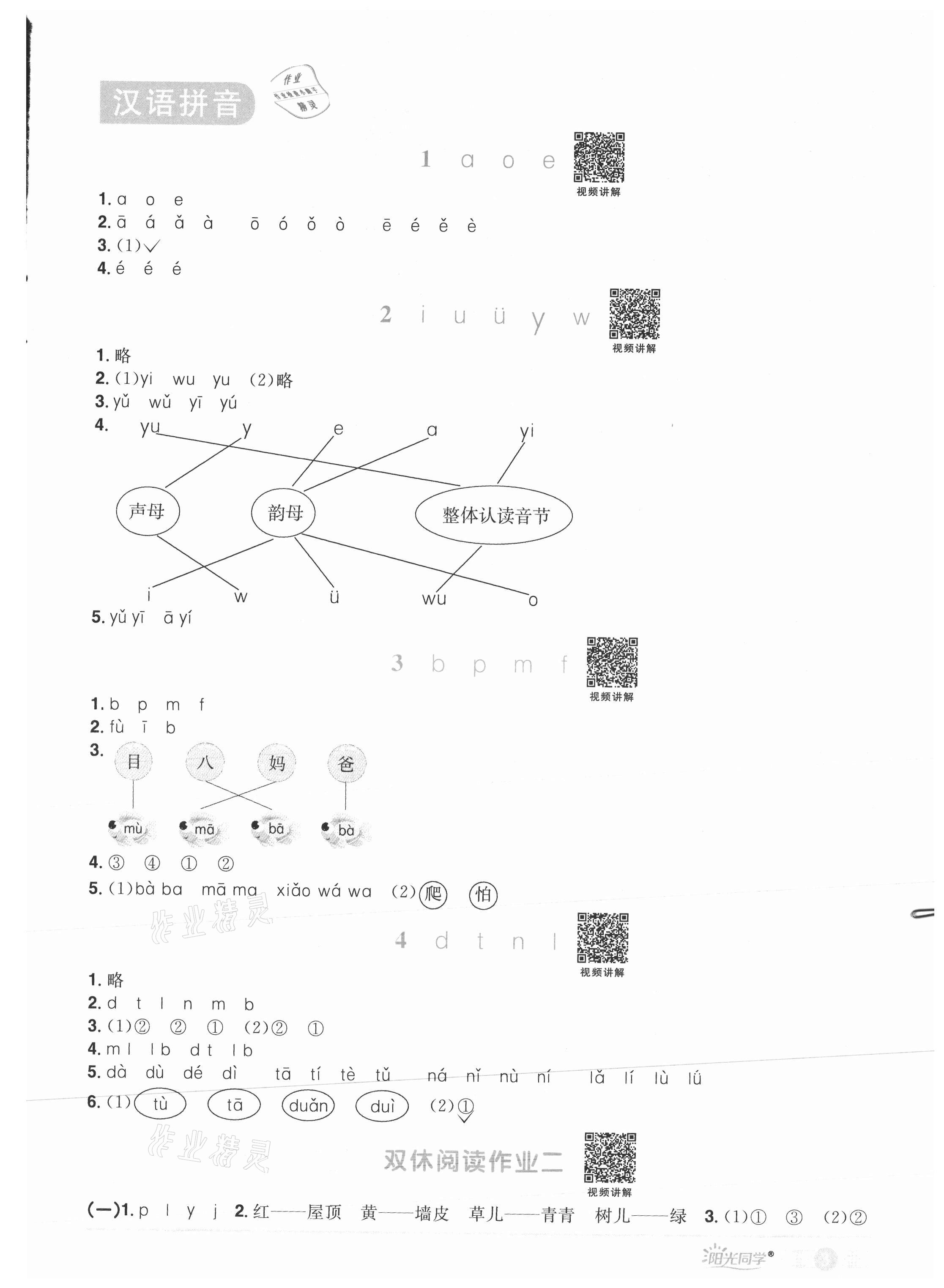 2021年陽(yáng)光同學(xué)課時(shí)優(yōu)化作業(yè)一年級(jí)語(yǔ)文上冊(cè)人教版菏澤專(zhuān)版 參考答案第3頁(yè)