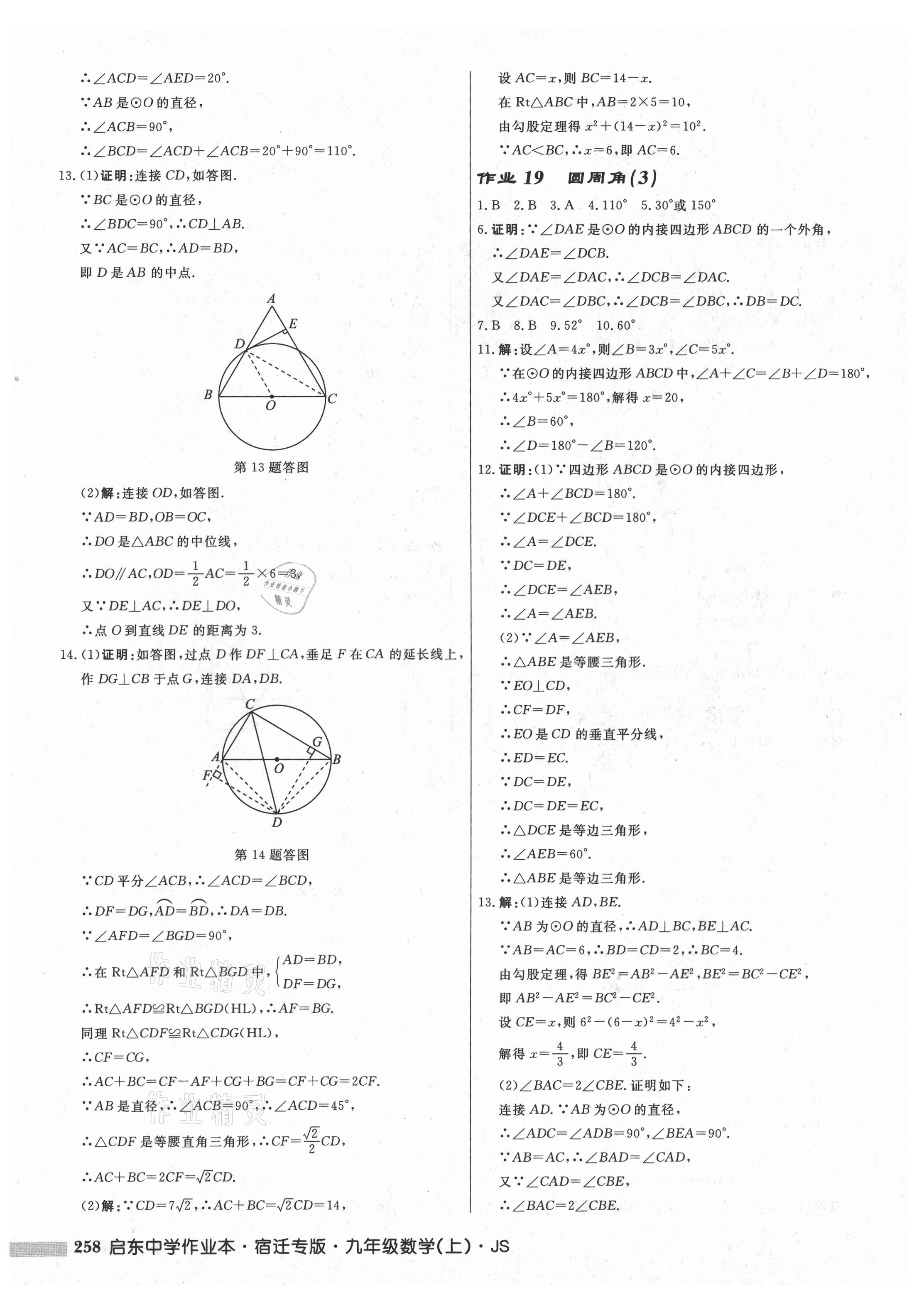 2021年启东中学作业本九年级数学上册苏科版宿迁专版 第12页