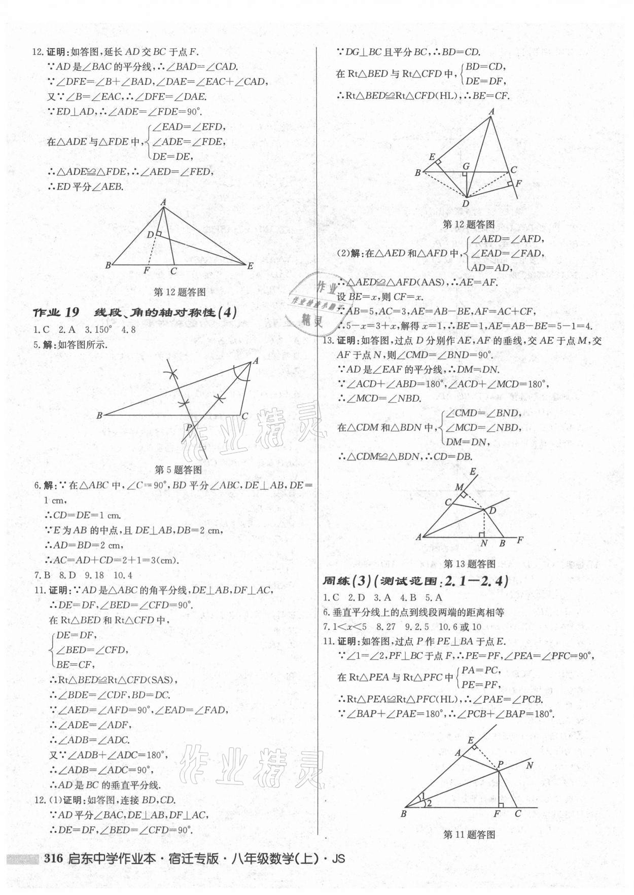 2021年启东中学作业本八年级数学上册苏科版宿迁专版 第14页