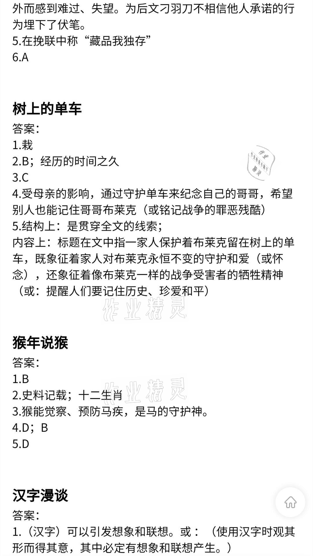 2021年現(xiàn)代文閱讀訓練精選讀本&nbsp;參考答案第9頁