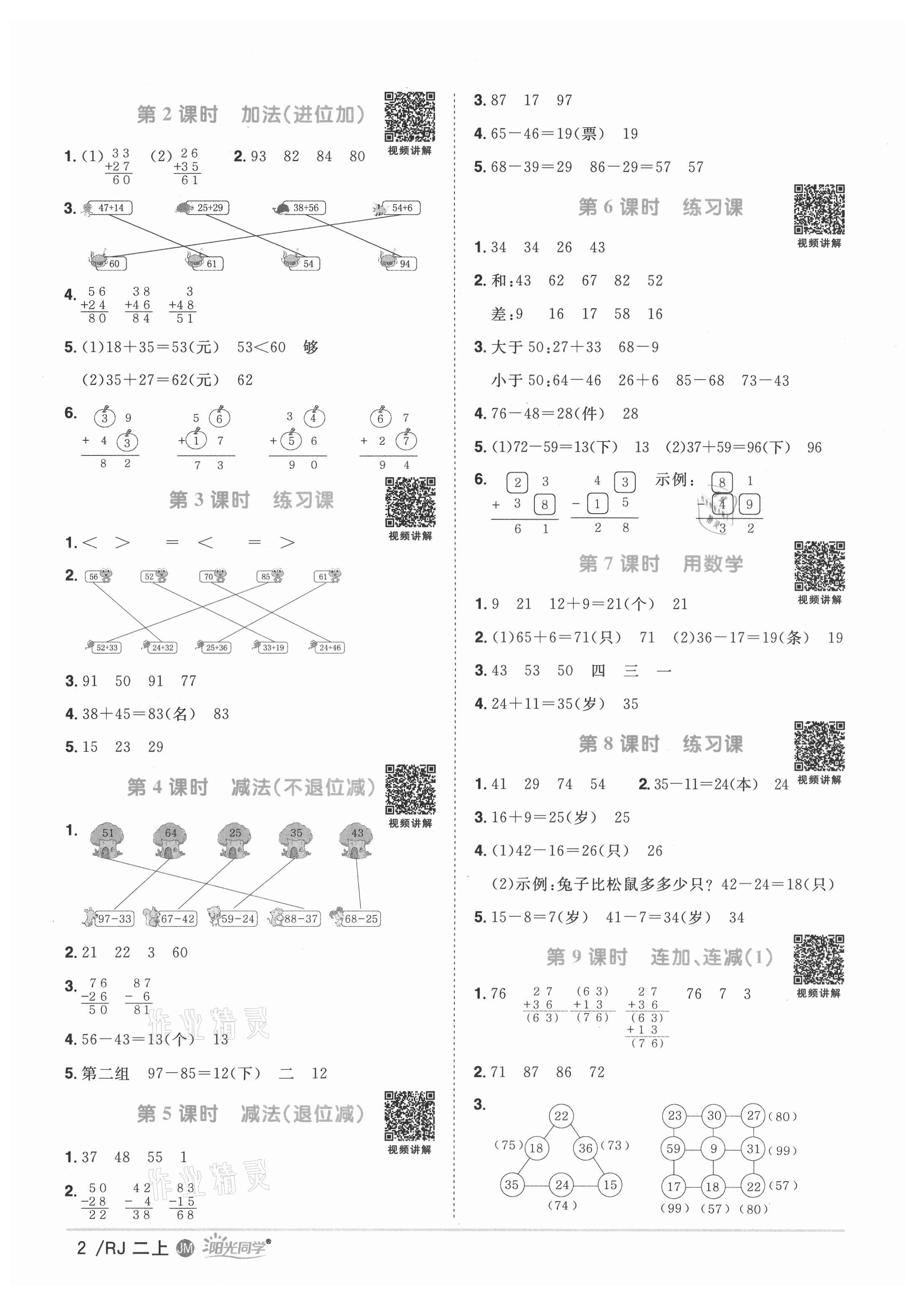 2021年陽(yáng)光同學(xué)課時(shí)優(yōu)化作業(yè)二年級(jí)數(shù)學(xué)上冊(cè)人教版江門(mén)專(zhuān)版 第2頁(yè)