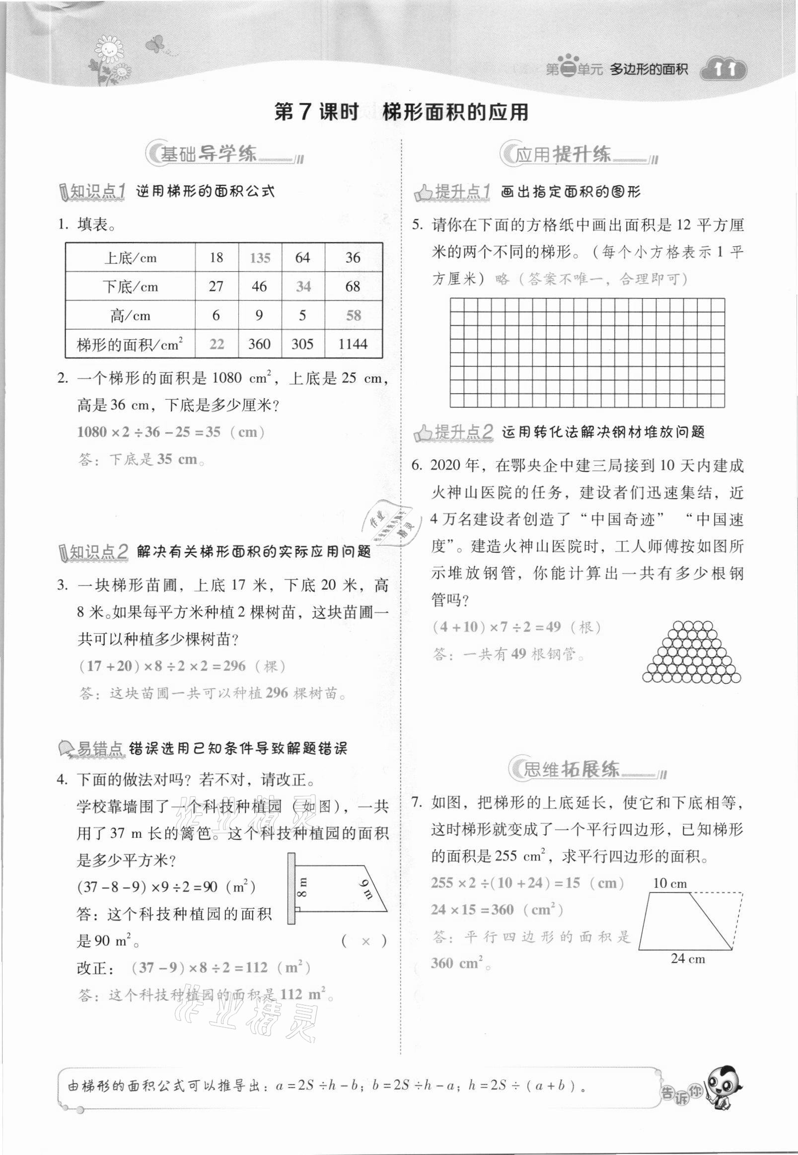 2021年綜合應(yīng)用創(chuàng)新題典中點(diǎn)五年級數(shù)學(xué)上冊蘇教版山西專版 參考答案第11頁