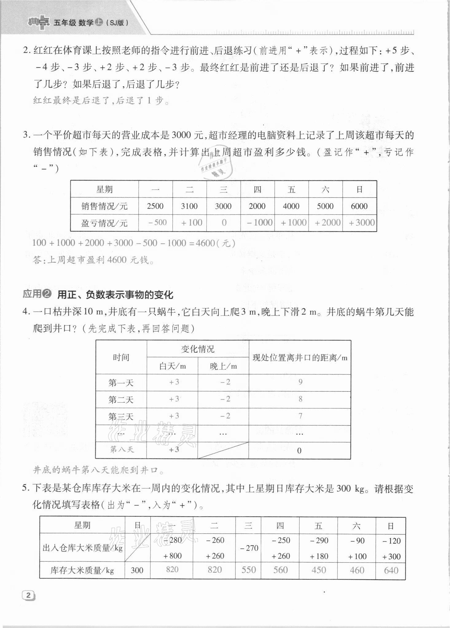 2021年綜合應(yīng)用創(chuàng)新題典中點(diǎn)五年級數(shù)學(xué)上冊蘇教版山西專版 參考答案第2頁