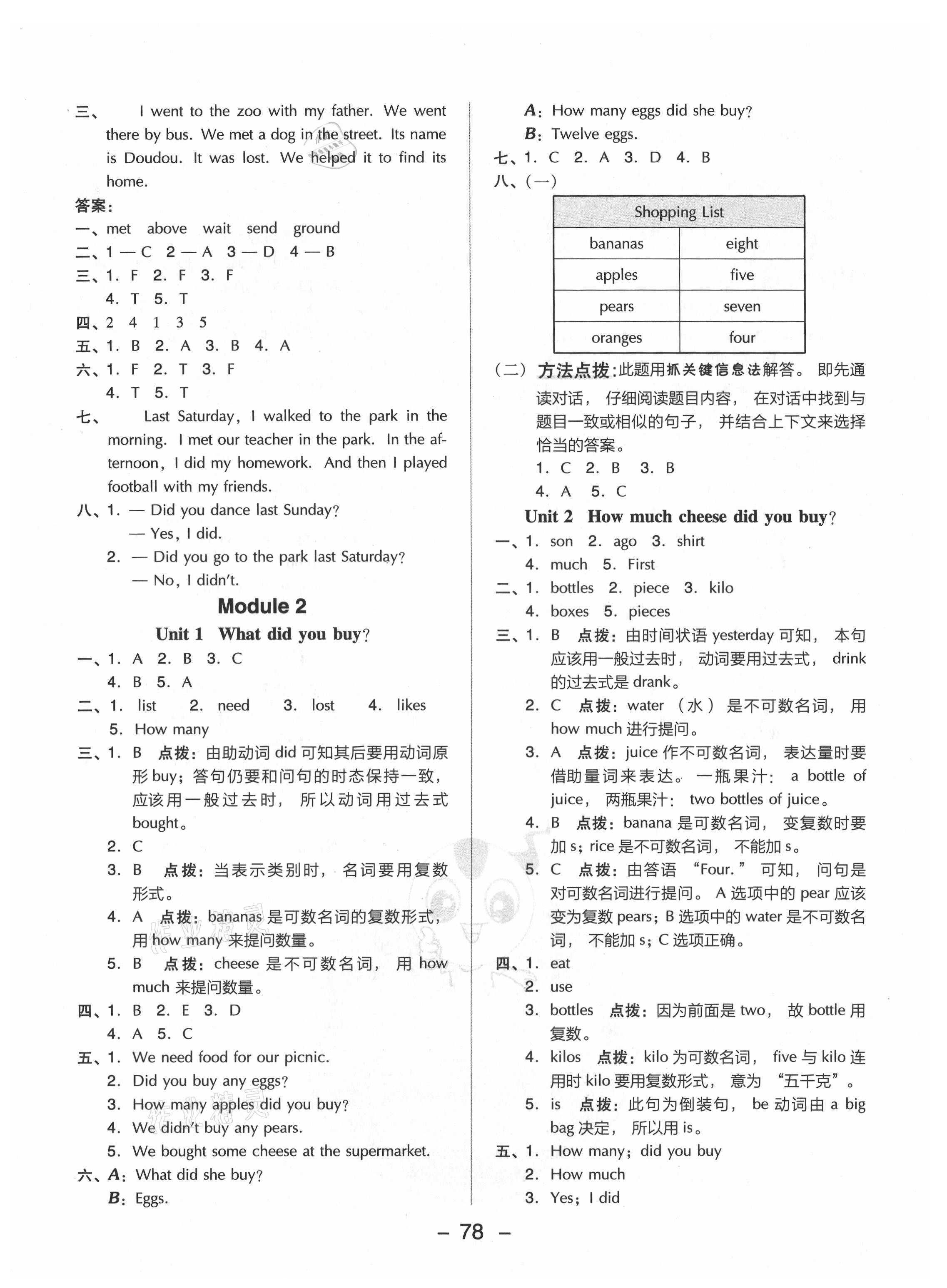 2021年綜合應用創(chuàng)新題典中點五年級英語上冊外研版山西專版 參考答案第2頁