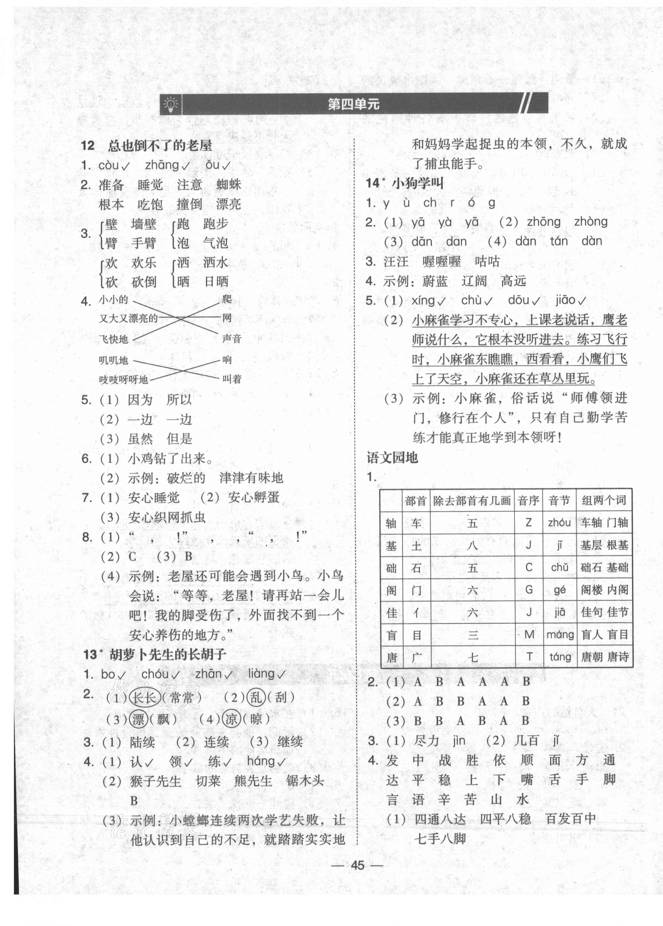 2021年北大綠卡三年級(jí)語(yǔ)文上冊(cè)人教版 參考答案第5頁(yè)