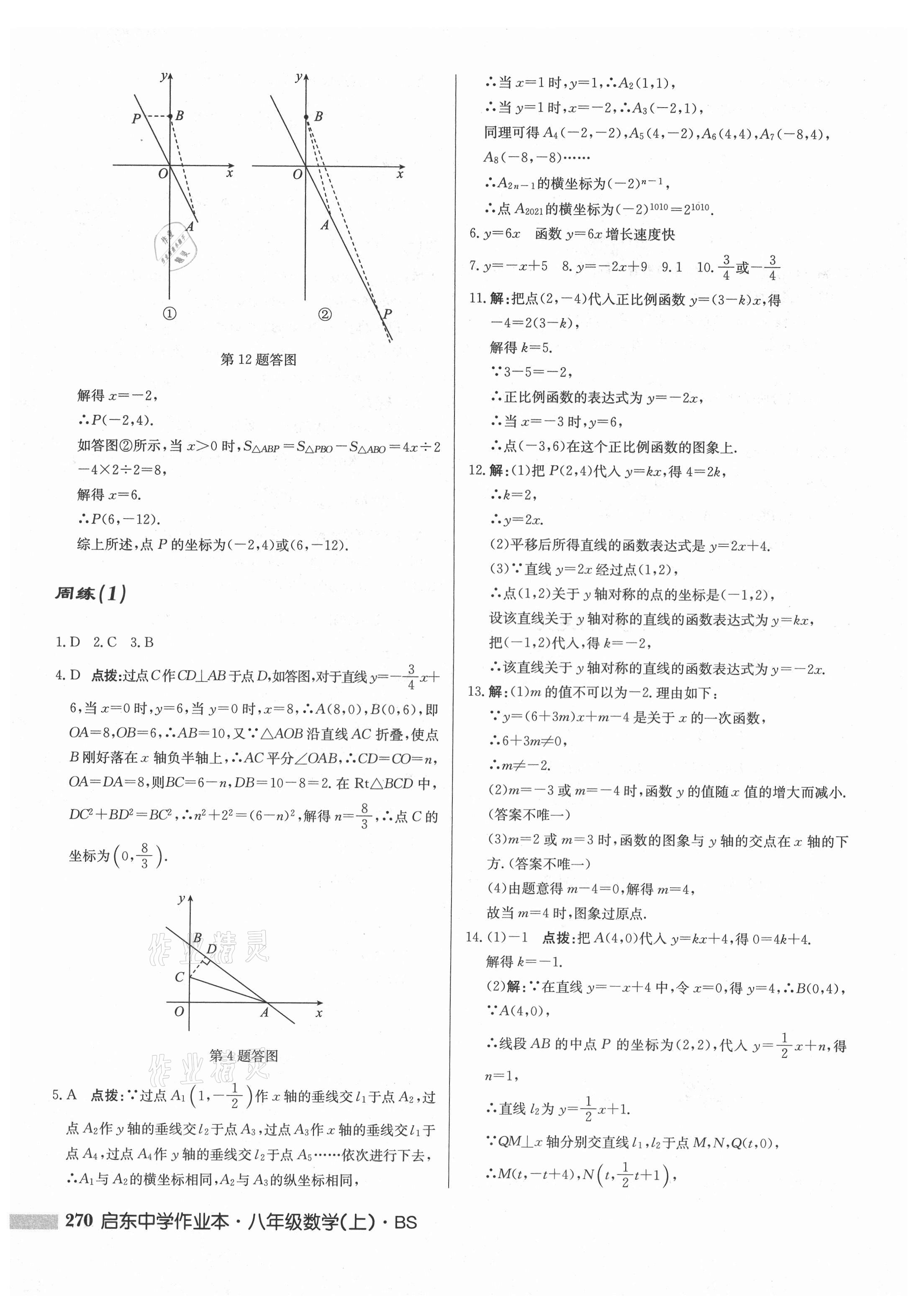 2021年启东中学作业本八年级数学上册北师大版 第16页