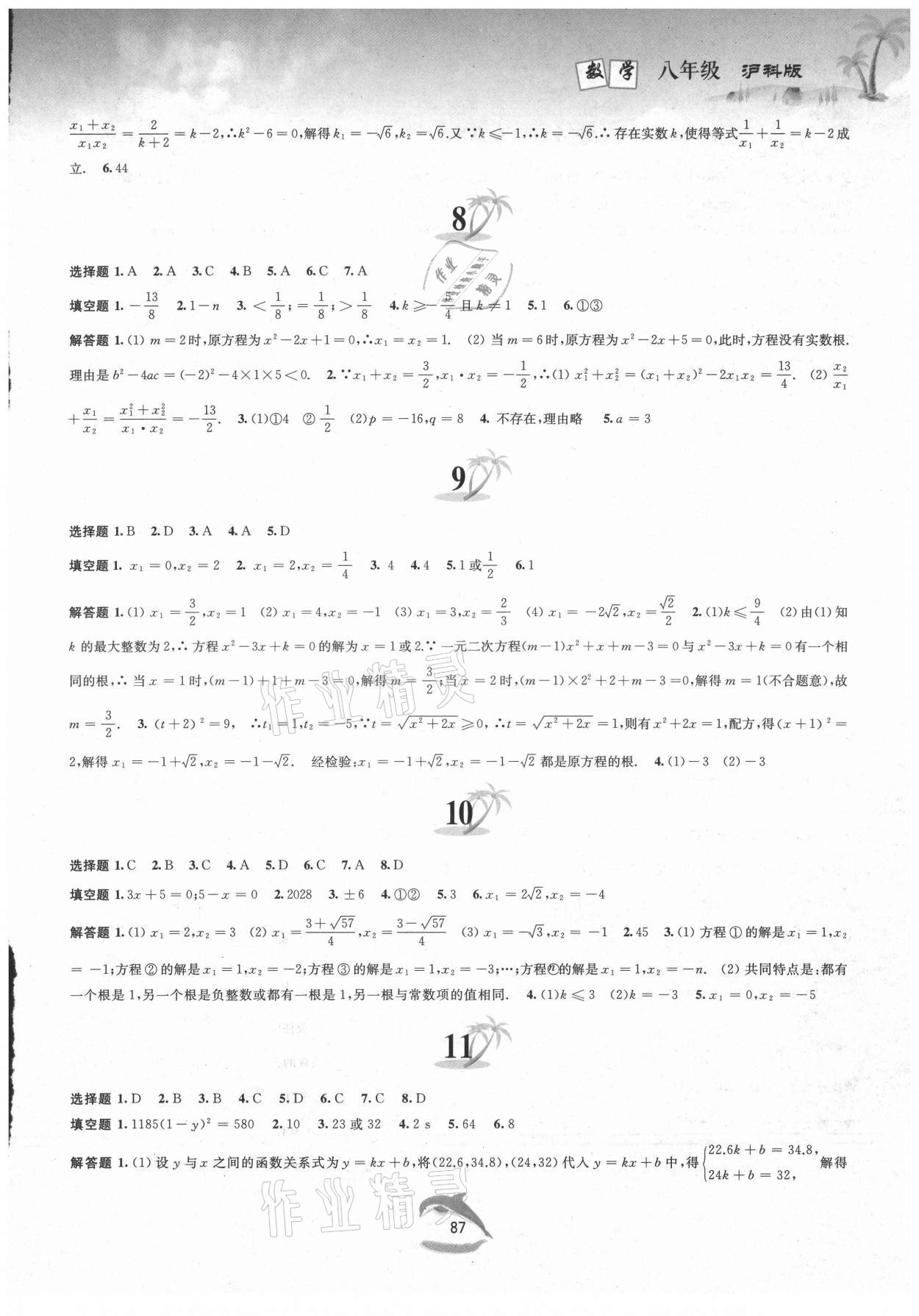 2021年暑假作业八年级数学沪科版黄山书社 第3页