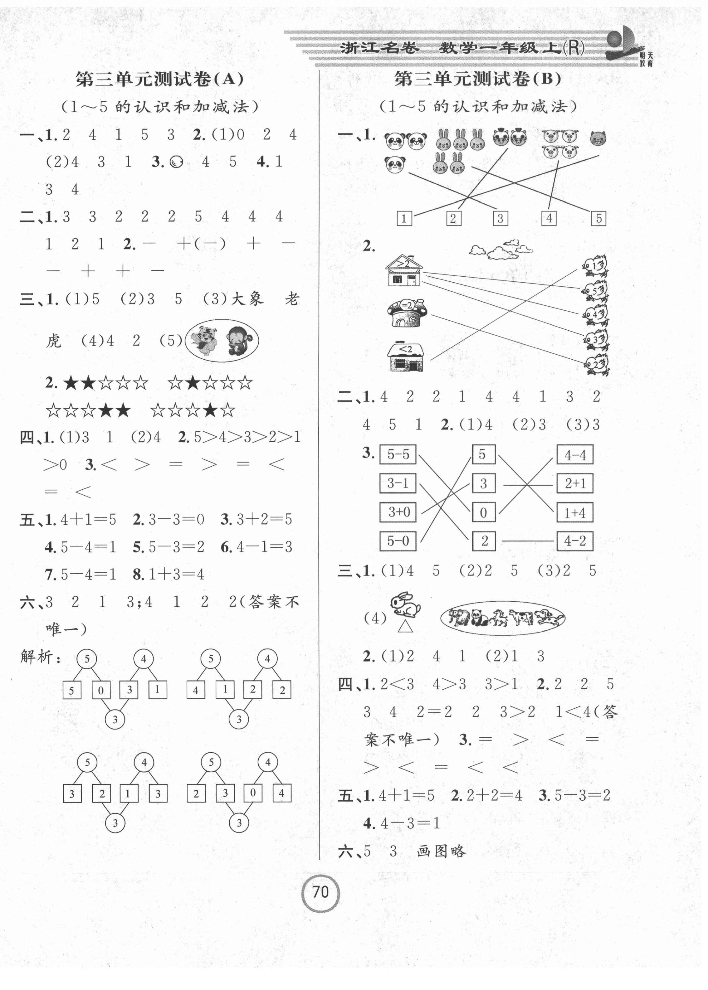 2021年浙江名卷一年級數(shù)學(xué)上冊人教版 第2頁