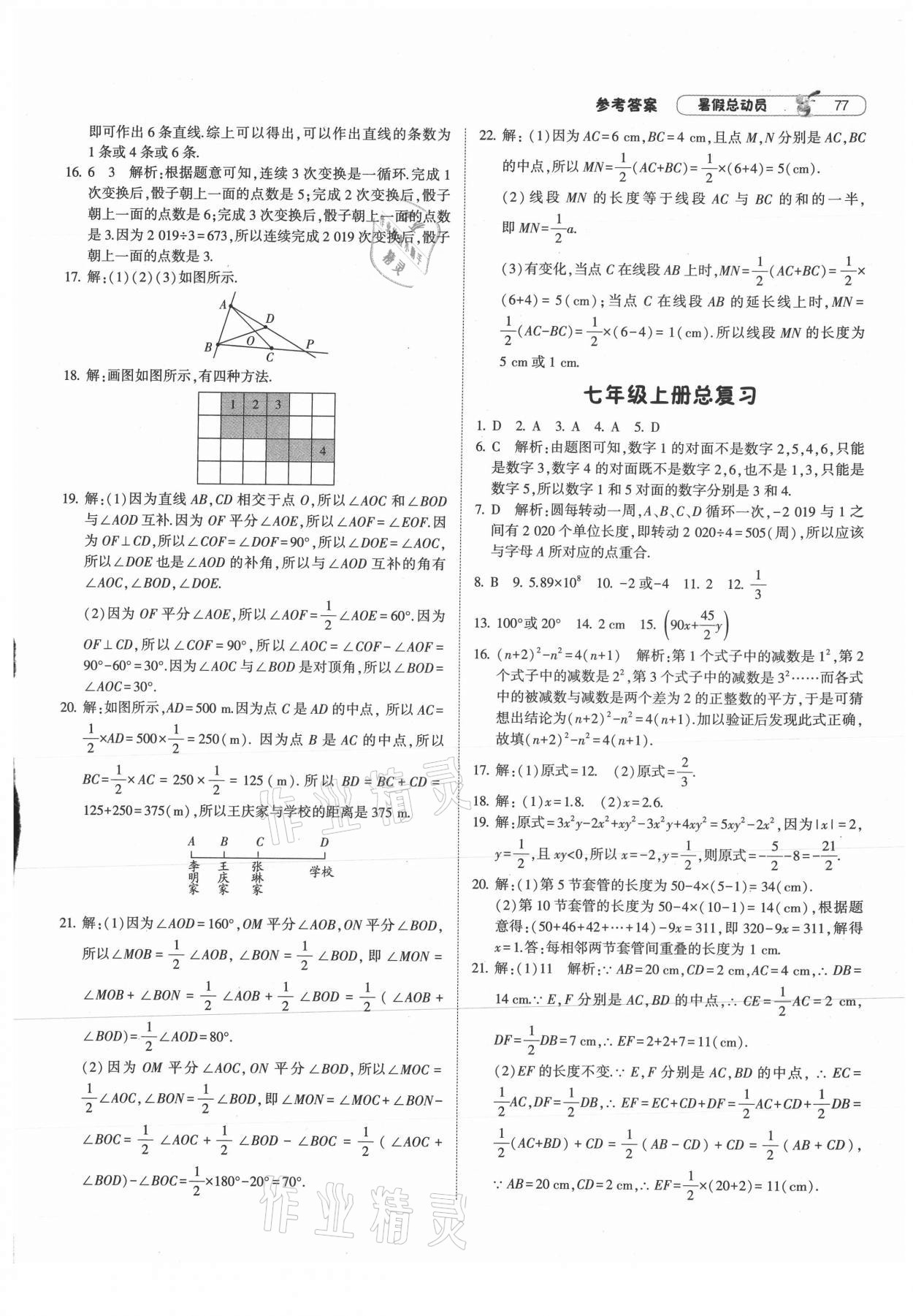 2021年暑假总动员七年级数学人教版宁夏人民教育出版社 第3页