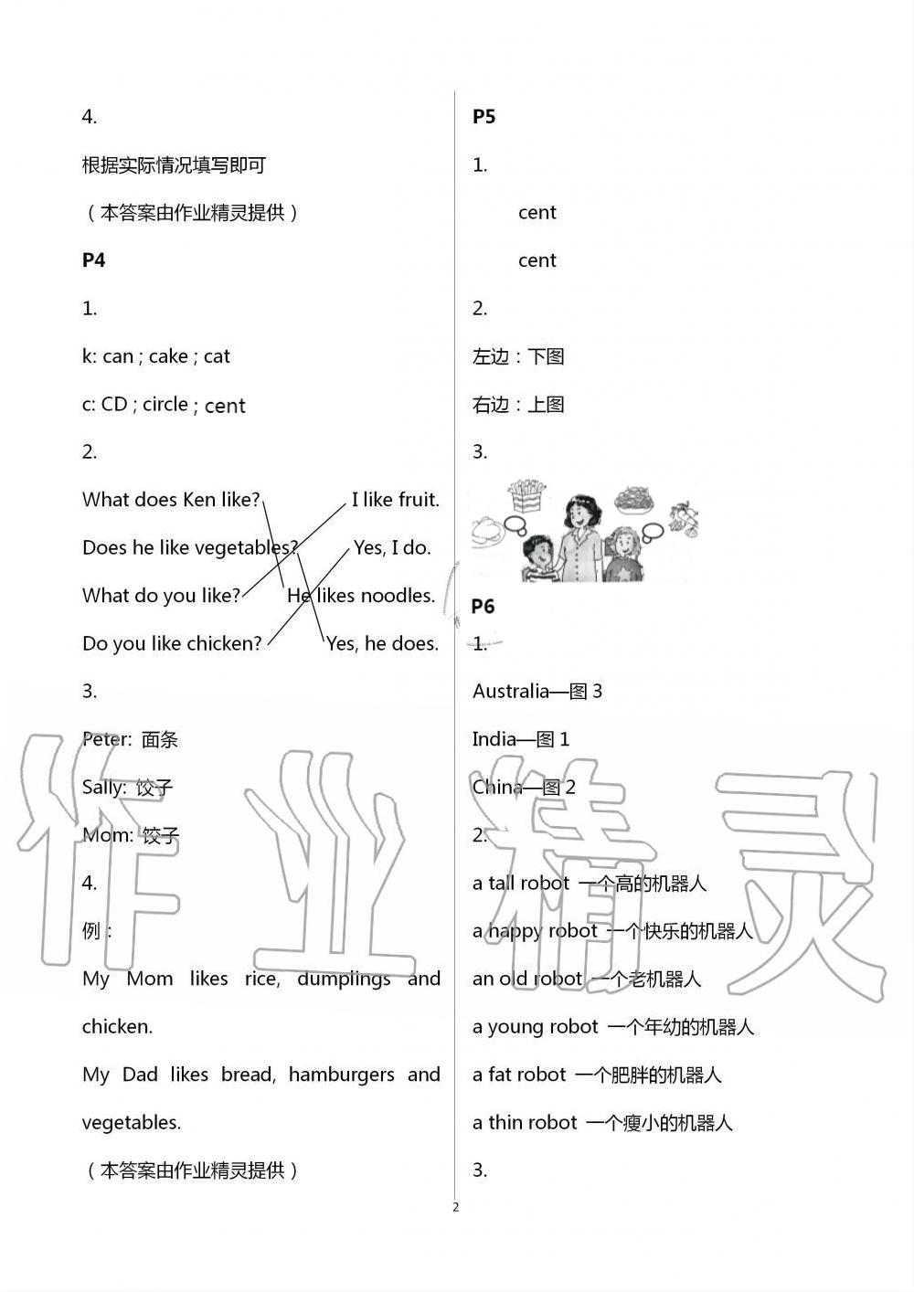 2021年暑假生活四年級英語北京師范大學(xué)出版社 參考答案第2頁