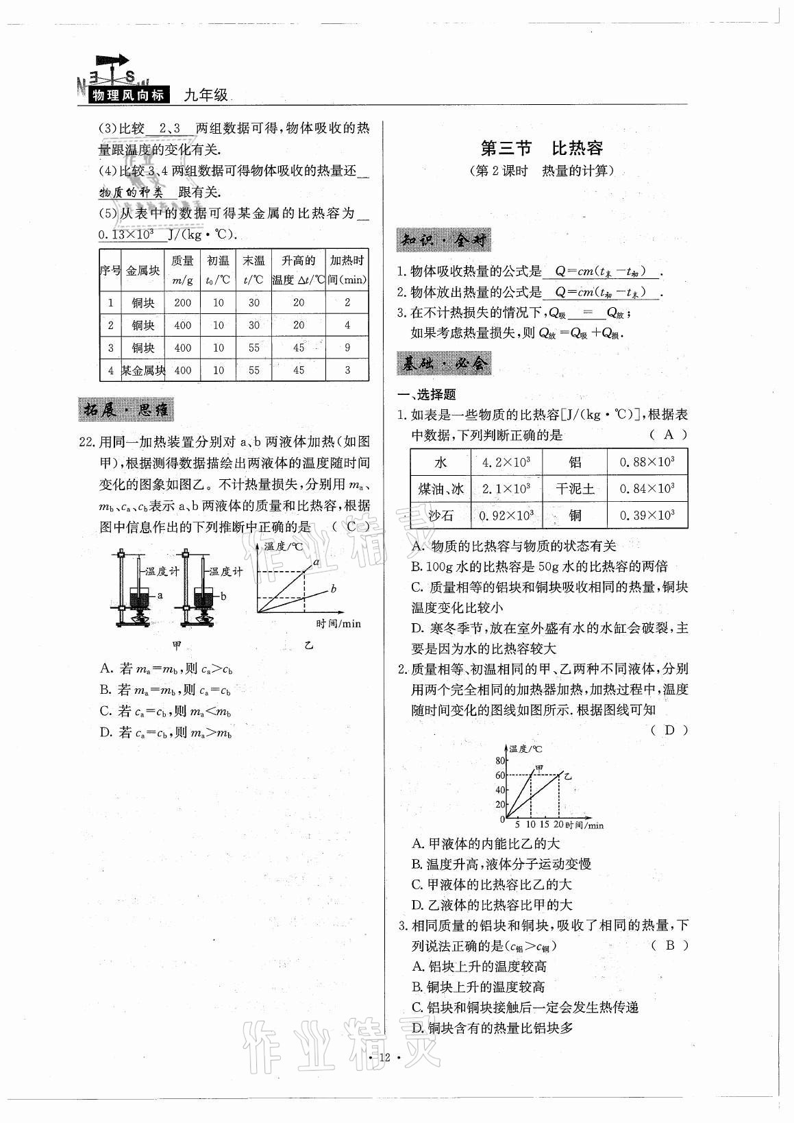 2021年風(fēng)向標(biāo)九年級(jí)物理全一冊(cè)教科版 參考答案第12頁(yè)