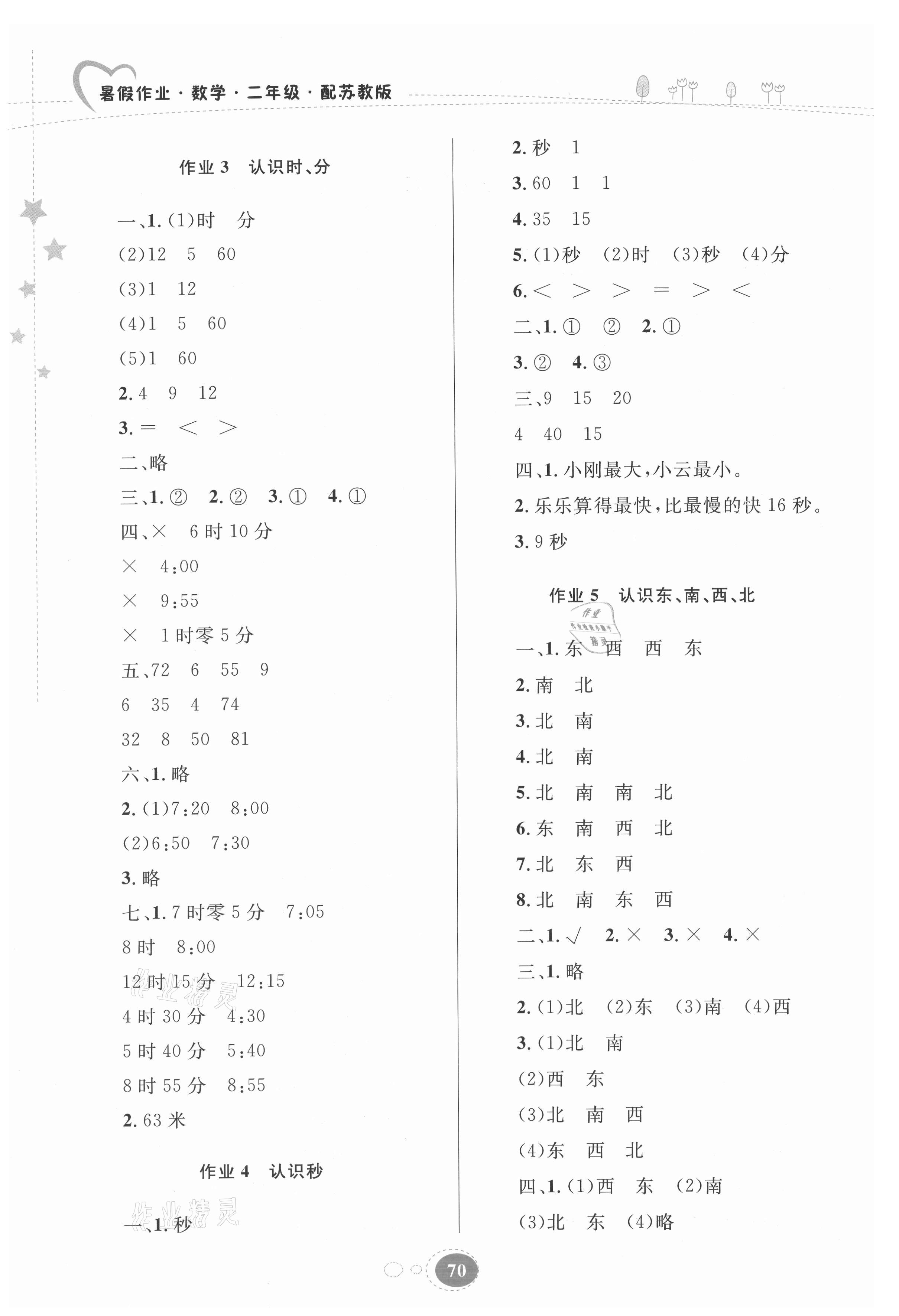 2021年暑假作业二年级数学苏教版贵州人民出版社 第2页