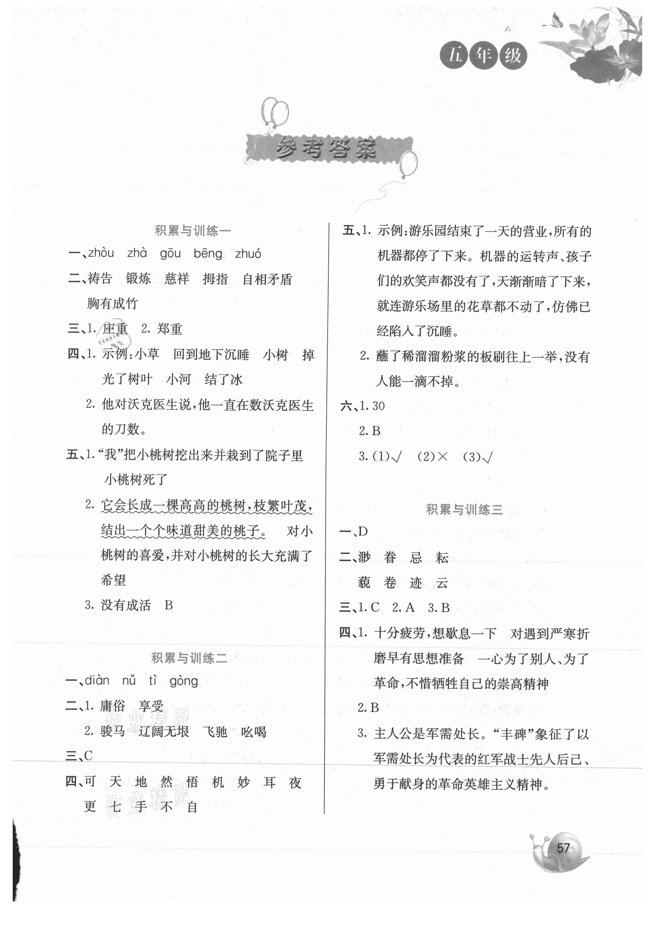 2021年暑假字詞句與閱讀訓(xùn)練五年級(jí)語(yǔ)文 第1頁(yè)