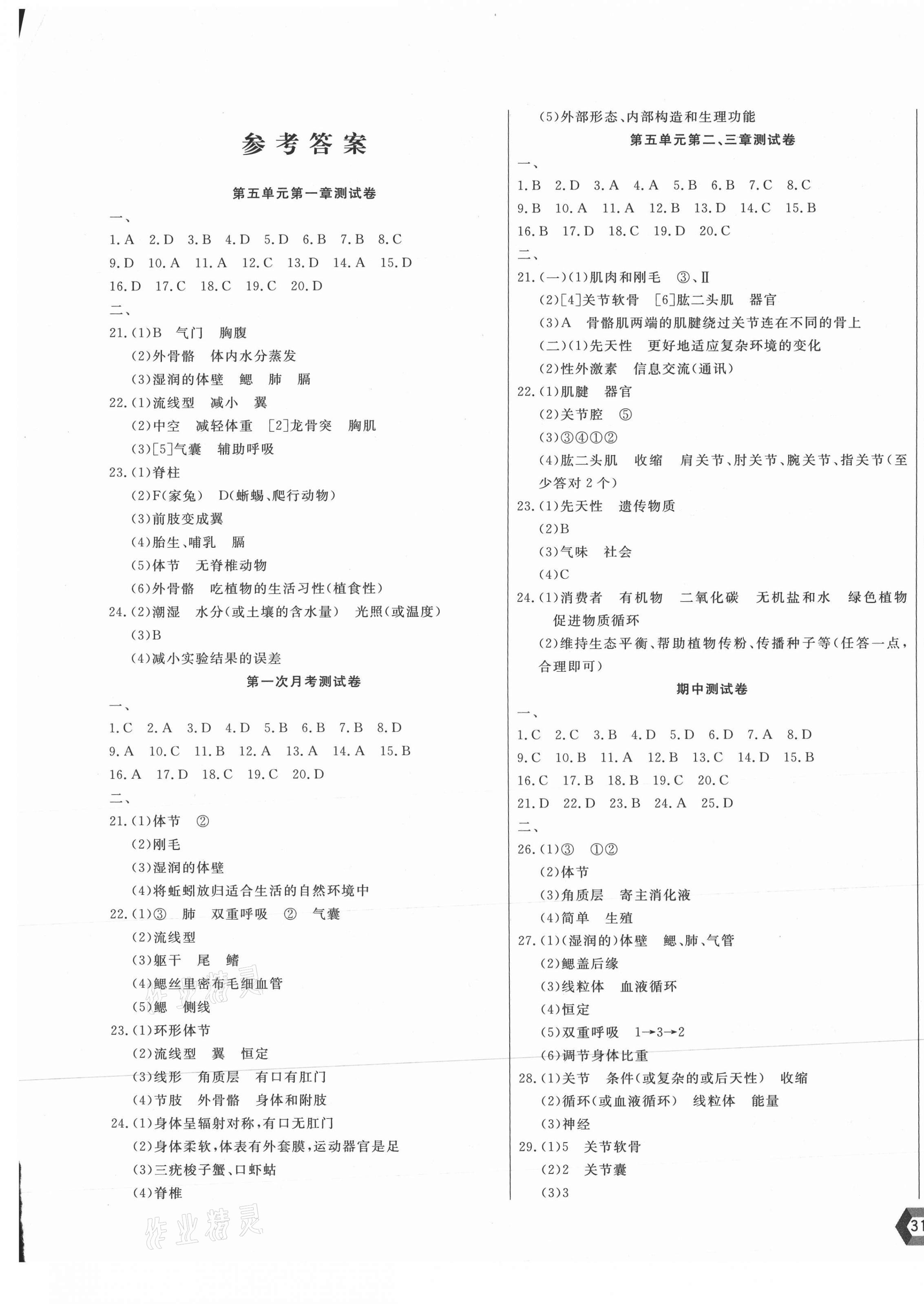 2021年新思维名师培优卷八年级生物上册人教版 第1页