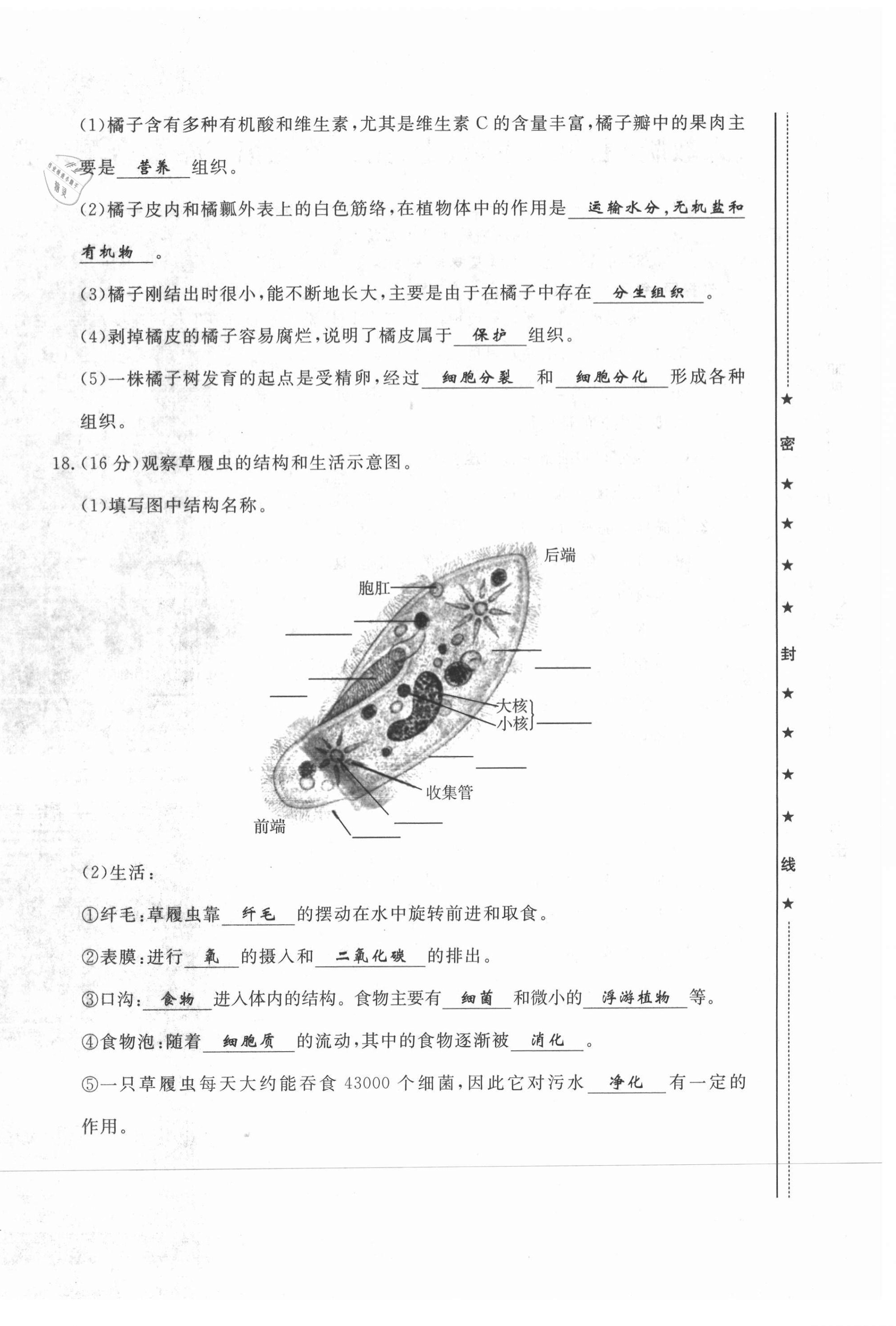 2021年績優(yōu)課堂高效提升滿分備考七年級生物上冊人教版 第12頁