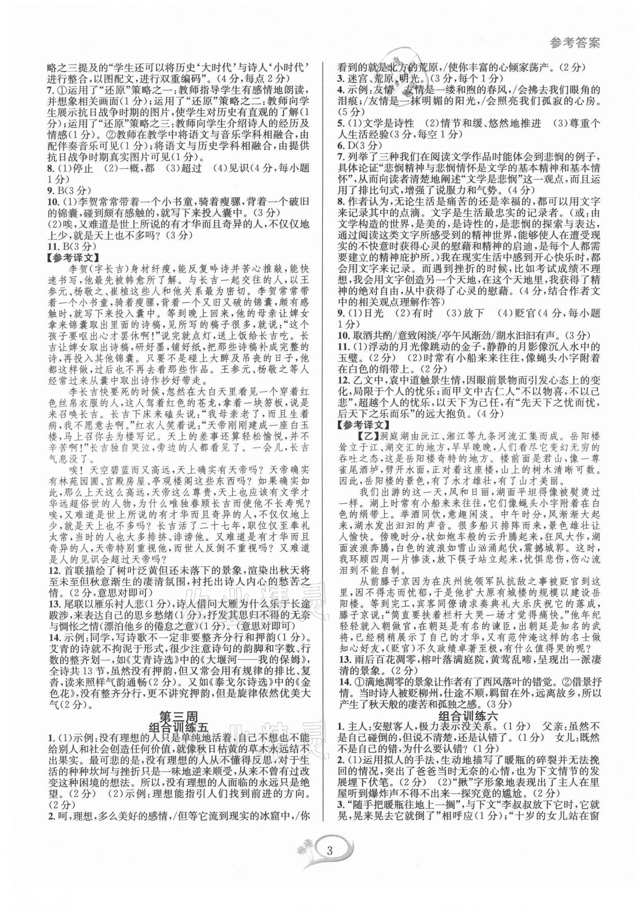 2021年全優(yōu)方案組合訓(xùn)練九年級語文全一冊人教版 第3頁