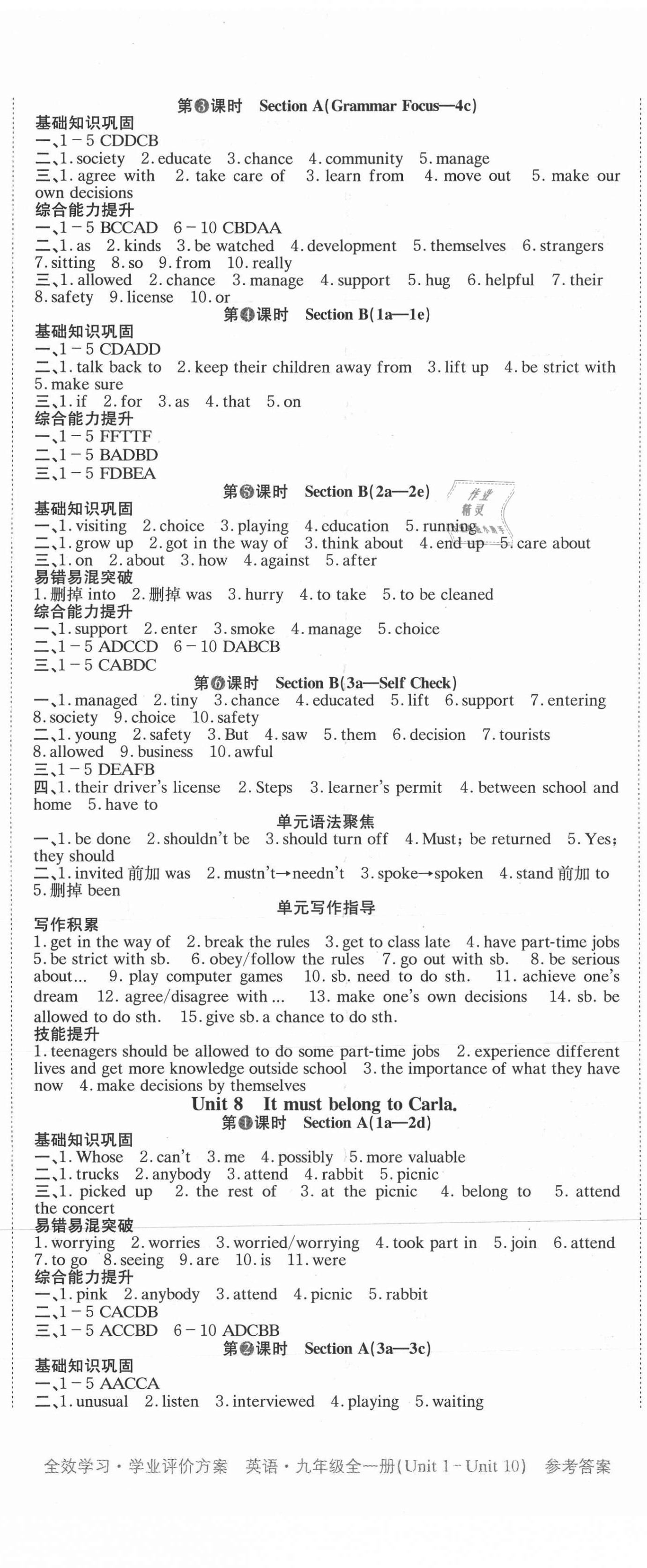 2021年全效學(xué)習(xí)學(xué)業(yè)評價方案九年級英語全一冊人教版 第8頁