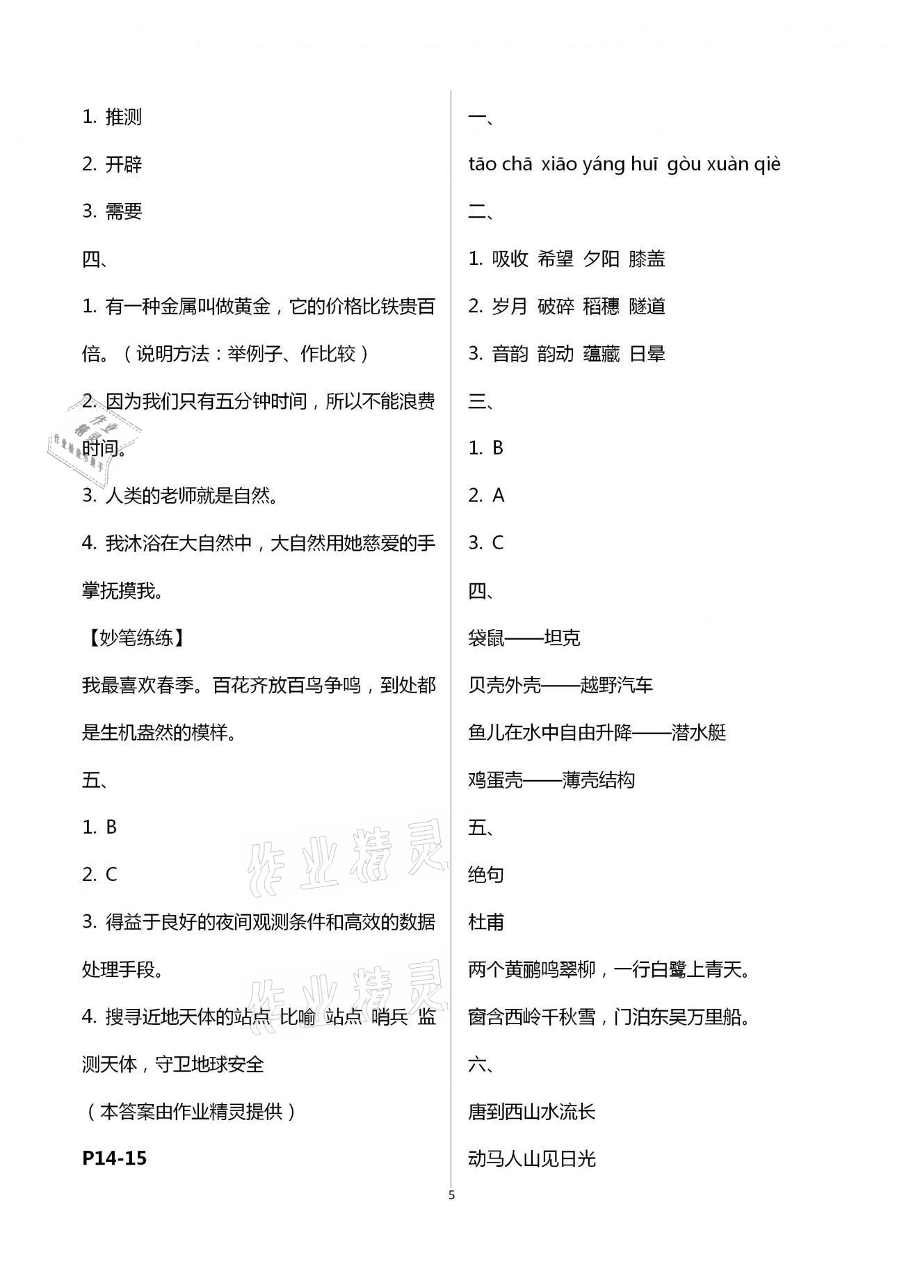 2021年暑假作業(yè)四年級(jí)語文A版陜西人民教育出版社 第5頁(yè)