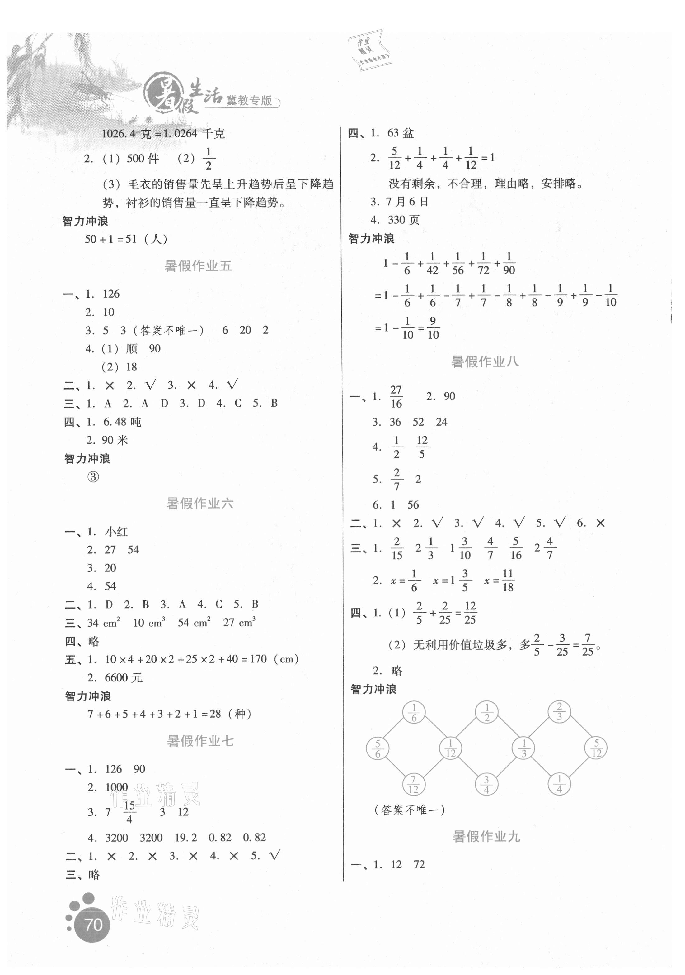 2021年暑假生活河北人民出版社五年級數(shù)學(xué)冀教版 第2頁