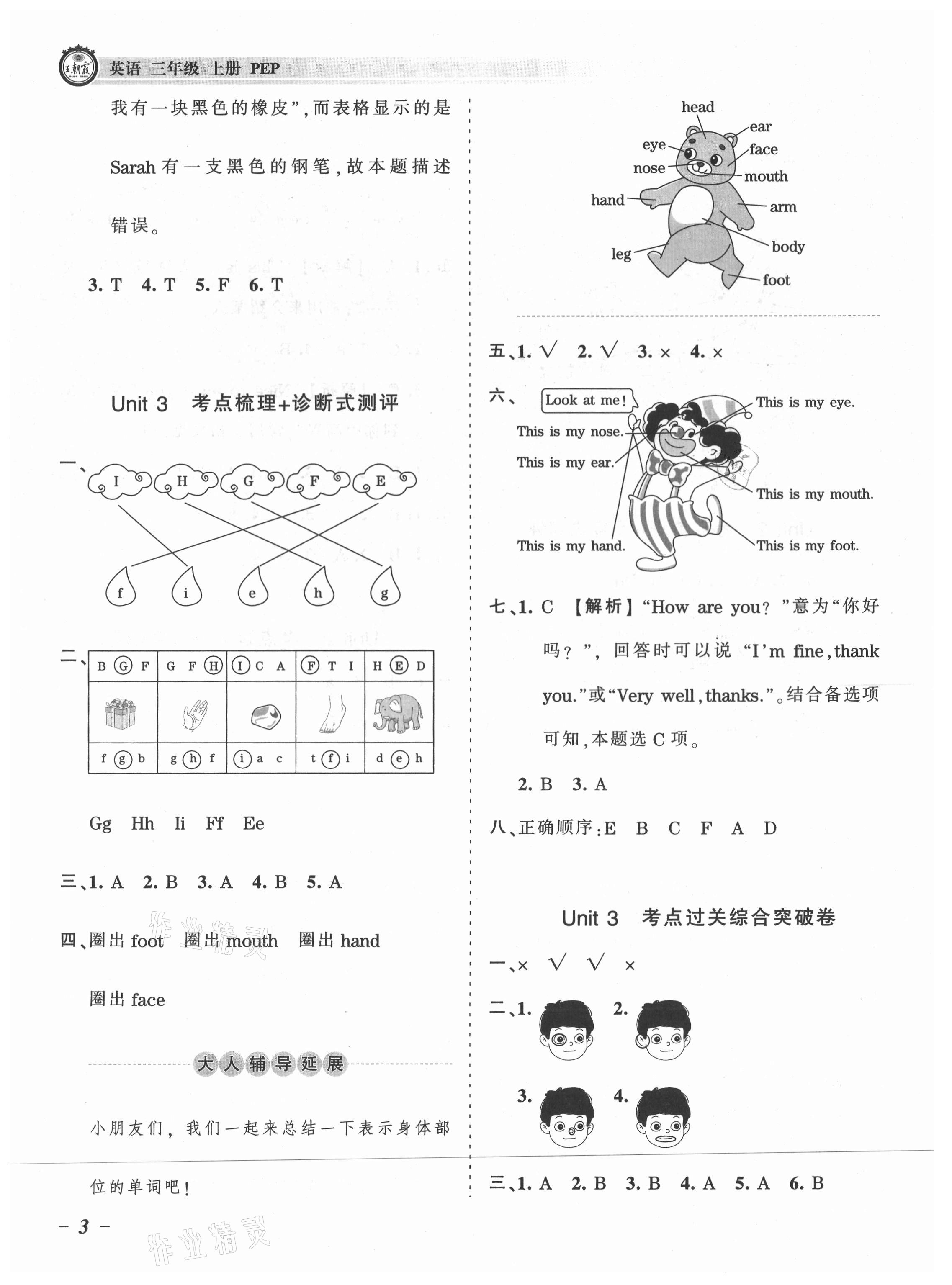 2021年王朝霞考點梳理時習卷三年級英語上冊人教版 參考答案第3頁