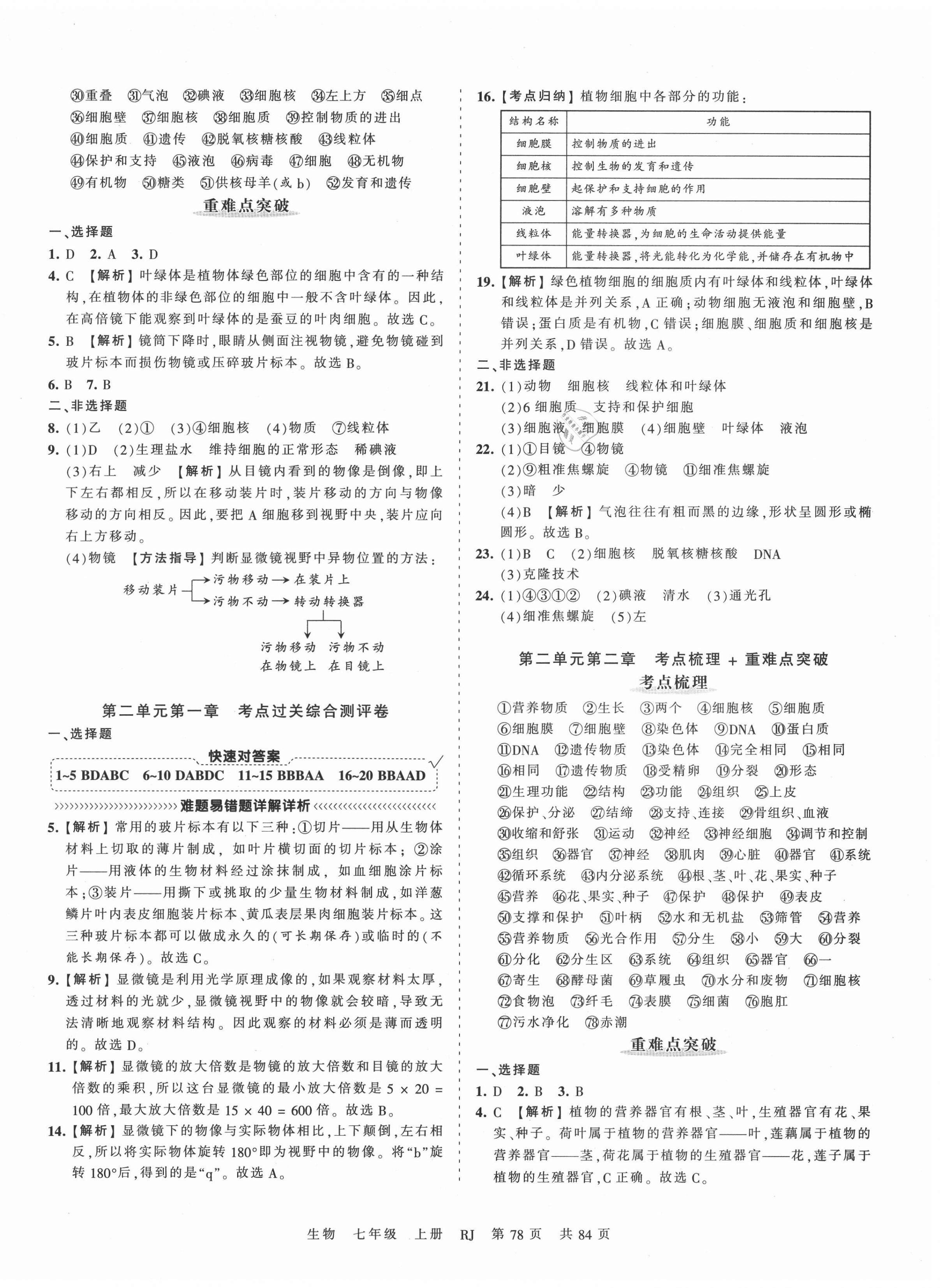 2021年王朝霞考点梳理时习卷七年级生物上册人教版 第2页