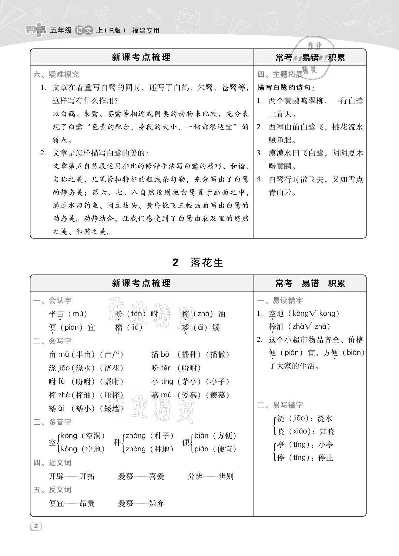 2021年综合应用创新题典中点五年级语文上册人教版福建专版 第1页