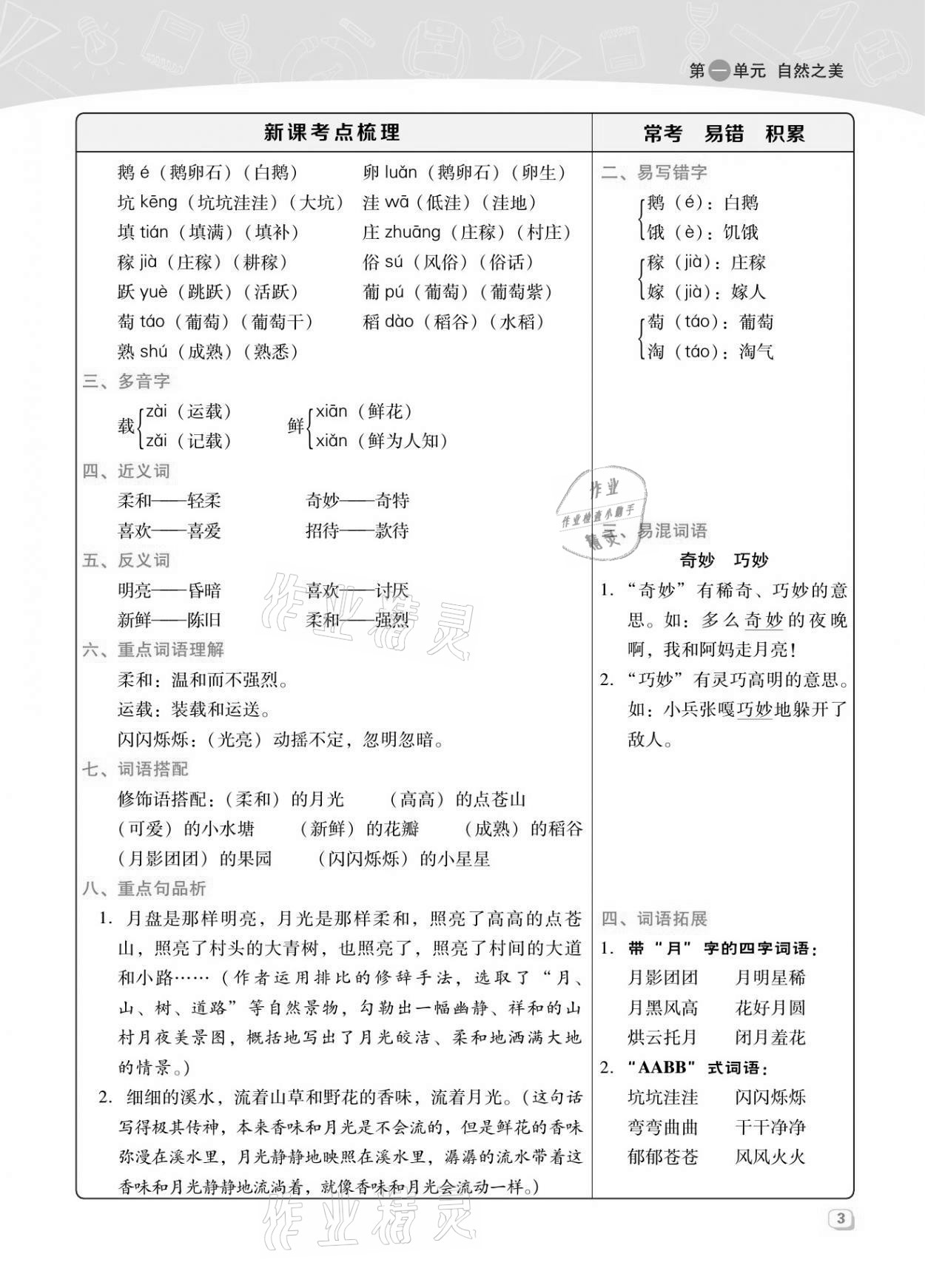 2021年綜合應(yīng)用創(chuàng)新題典中點(diǎn)四年級(jí)語(yǔ)文上冊(cè)人教版福建專版 參考答案第7頁(yè)