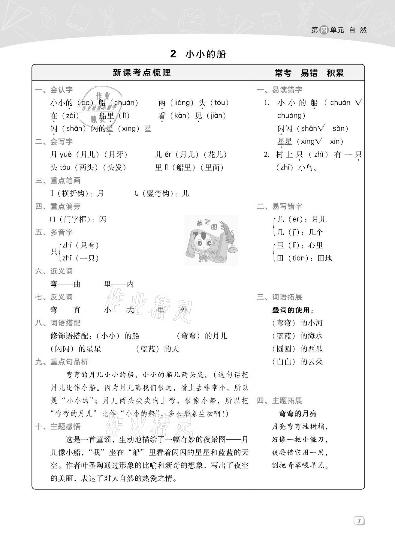 2021年綜合應(yīng)用創(chuàng)新題典中點(diǎn)一年級語文上冊人教版福建專版 第7頁