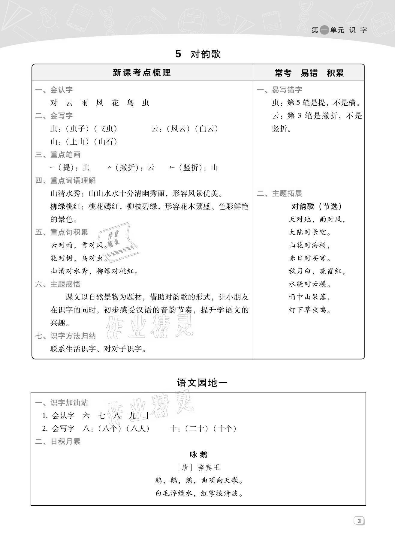 2021年綜合應用創(chuàng)新題典中點一年級語文上冊人教版福建專版 第3頁