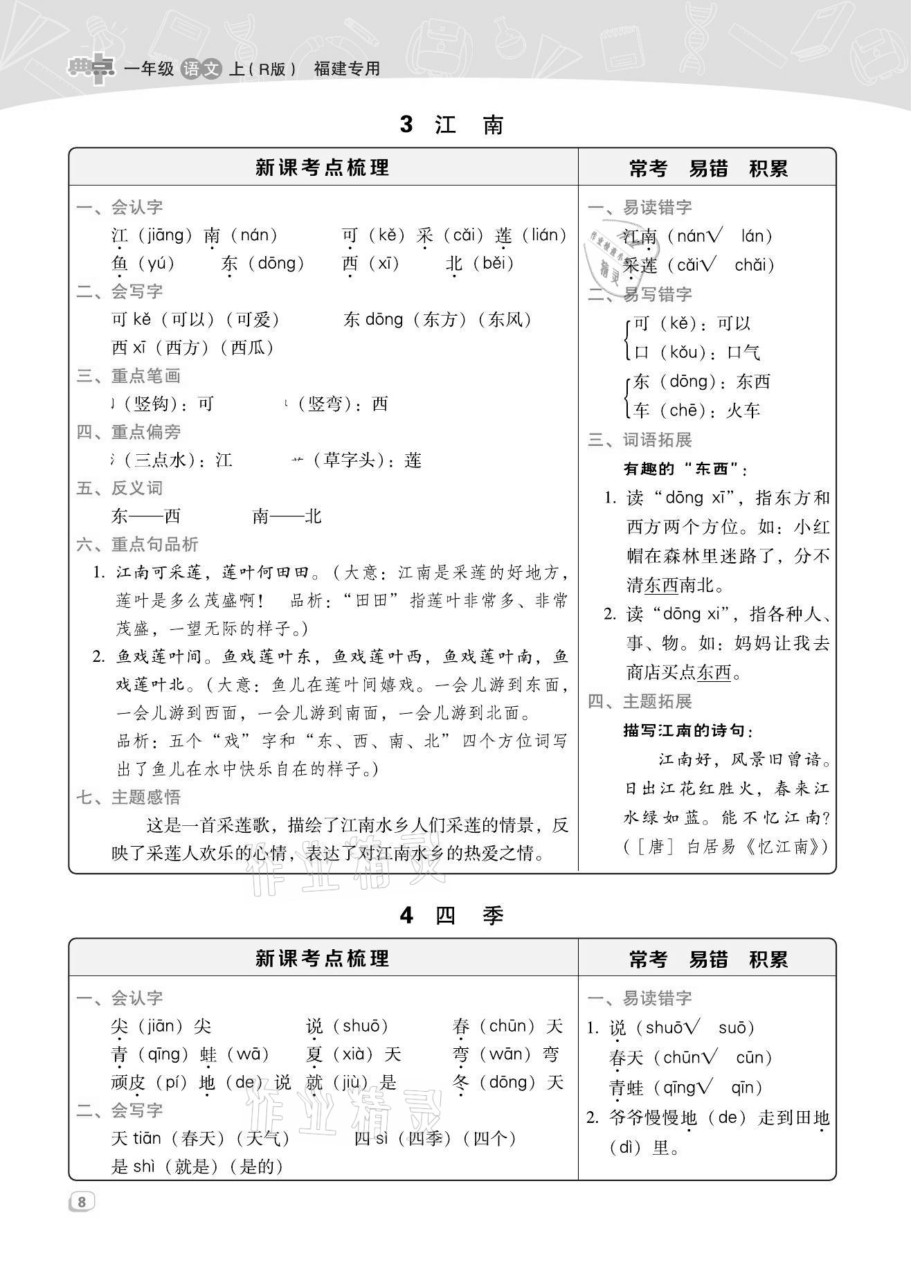 2021年綜合應(yīng)用創(chuàng)新題典中點(diǎn)一年級(jí)語(yǔ)文上冊(cè)人教版福建專版 第8頁(yè)