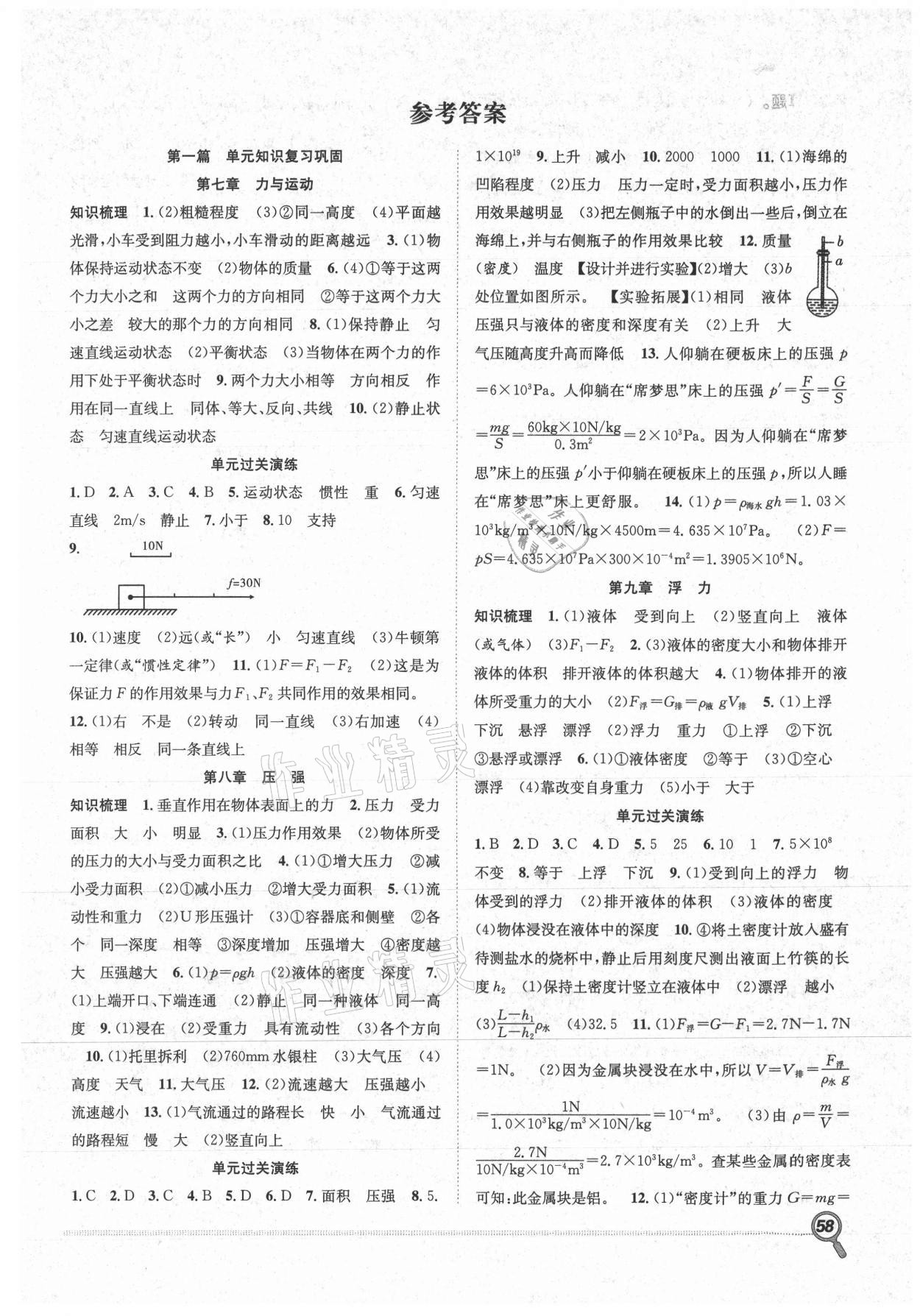 2021年赢在假期期末加暑假八年级物理沪科版合肥工业大学出版社 第1页